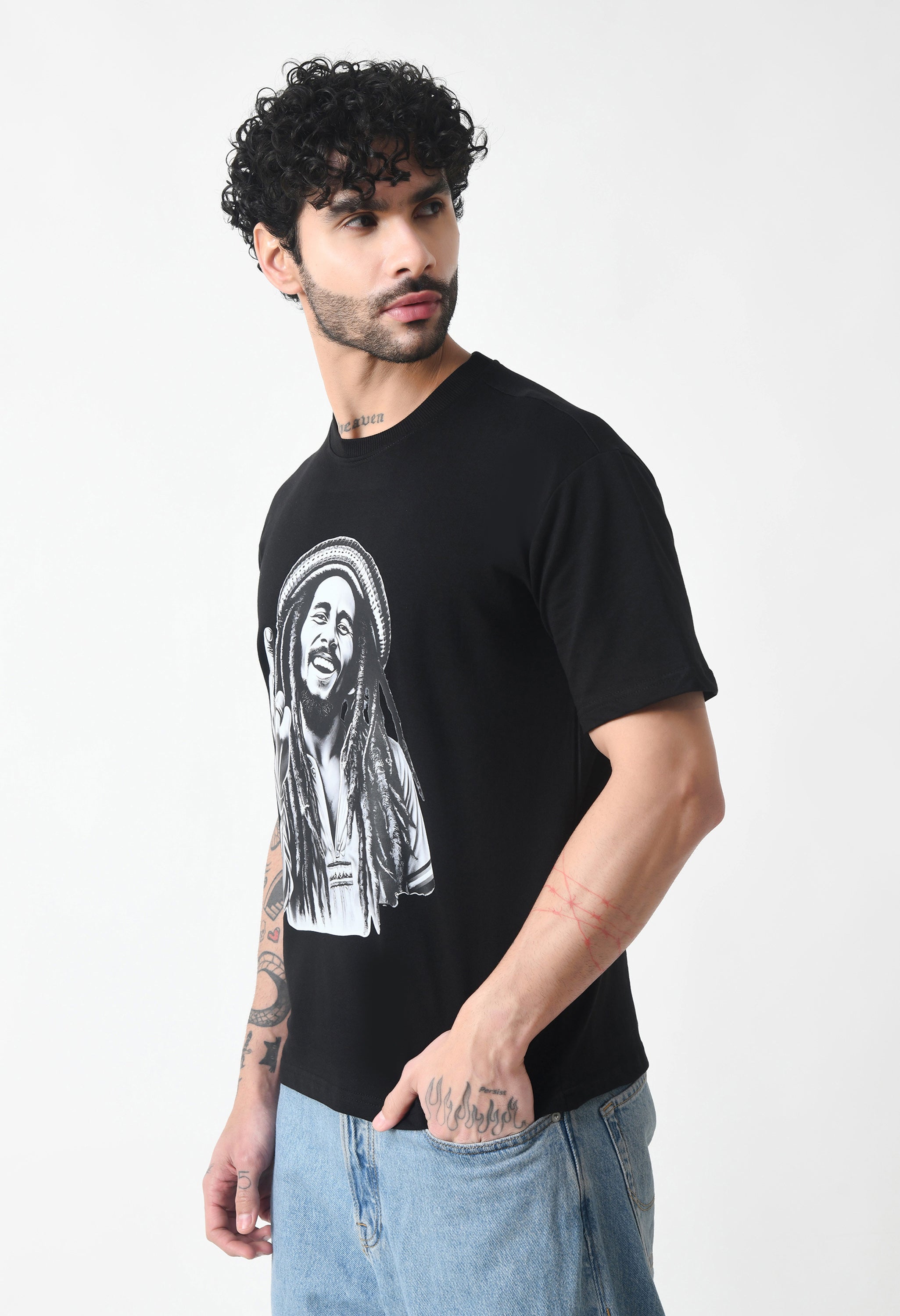 Bob Marley Premium Oversized T-Shirt for Men – Golden Roots Edition