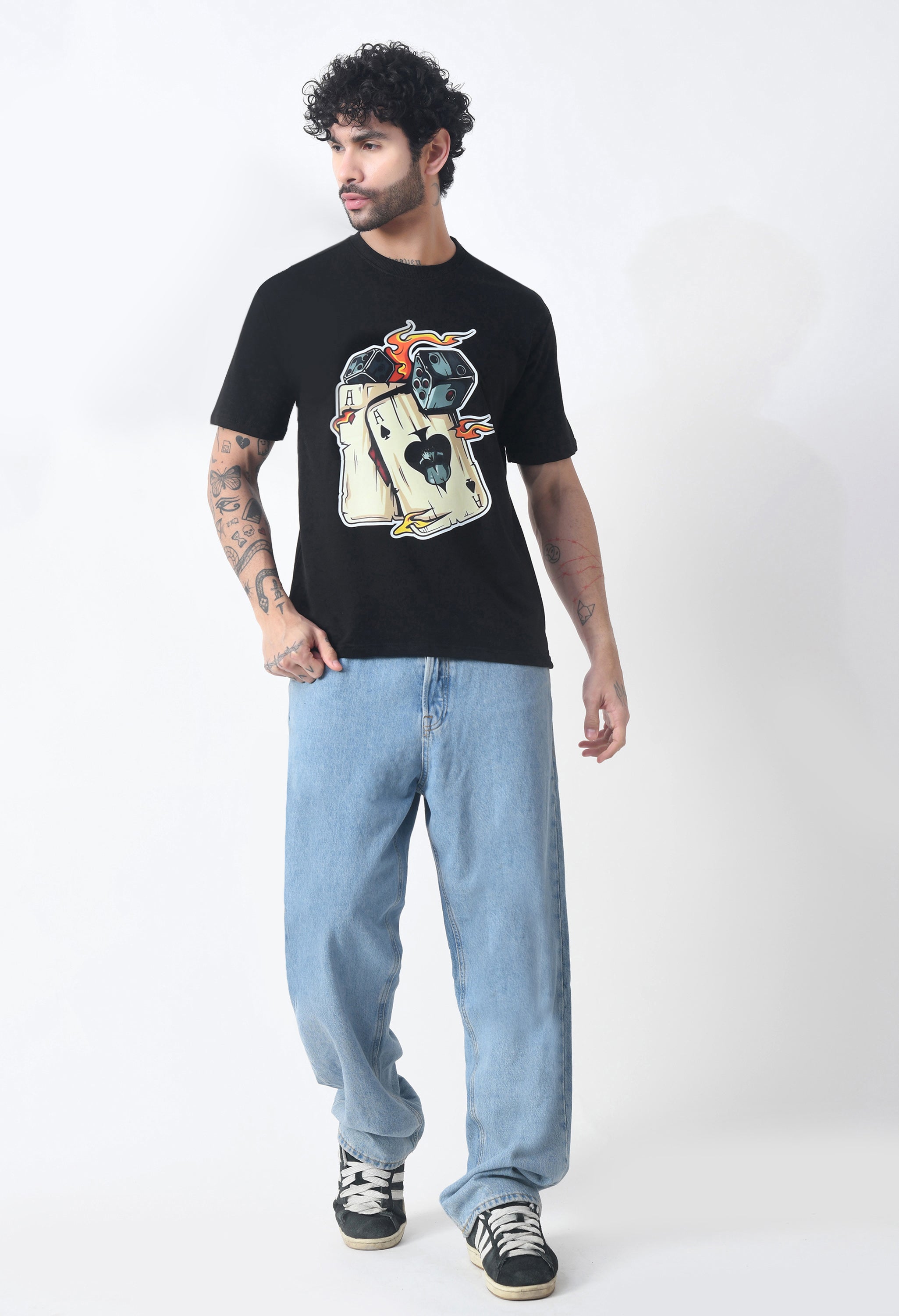 Ikka Card Premium Oversized T-Shirt for Men – Desert Ace Dice Edition