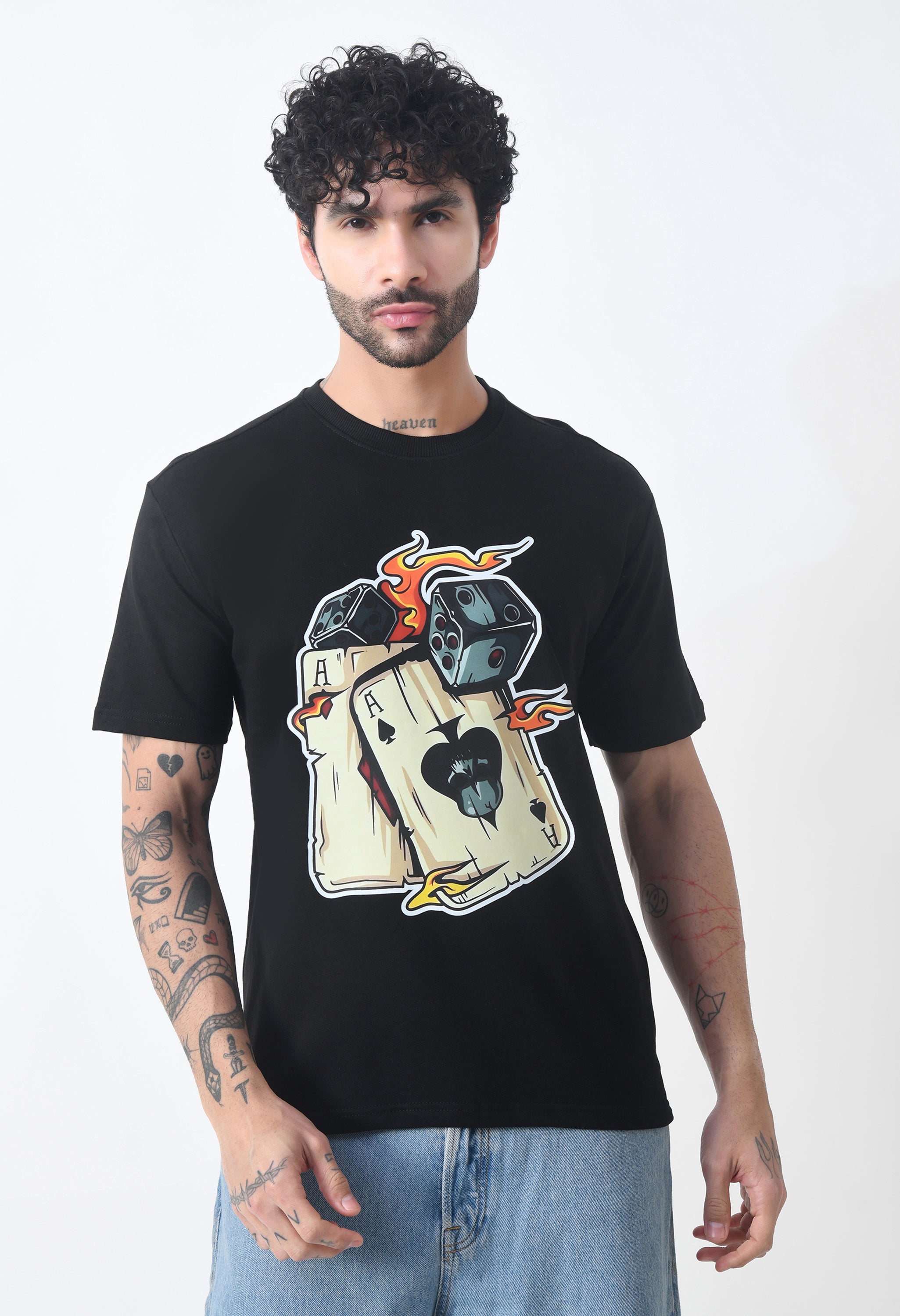 Ikka Card Premium Oversized T-Shirt for Men – Desert Ace Dice Edition