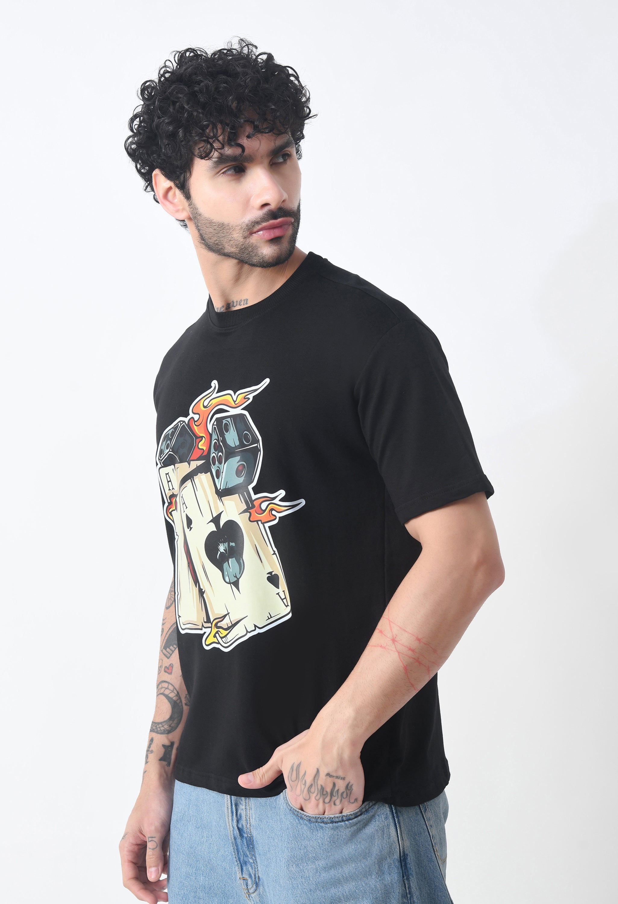 Ikka Card Premium Oversized T-Shirt for Men – Desert Ace Dice Edition