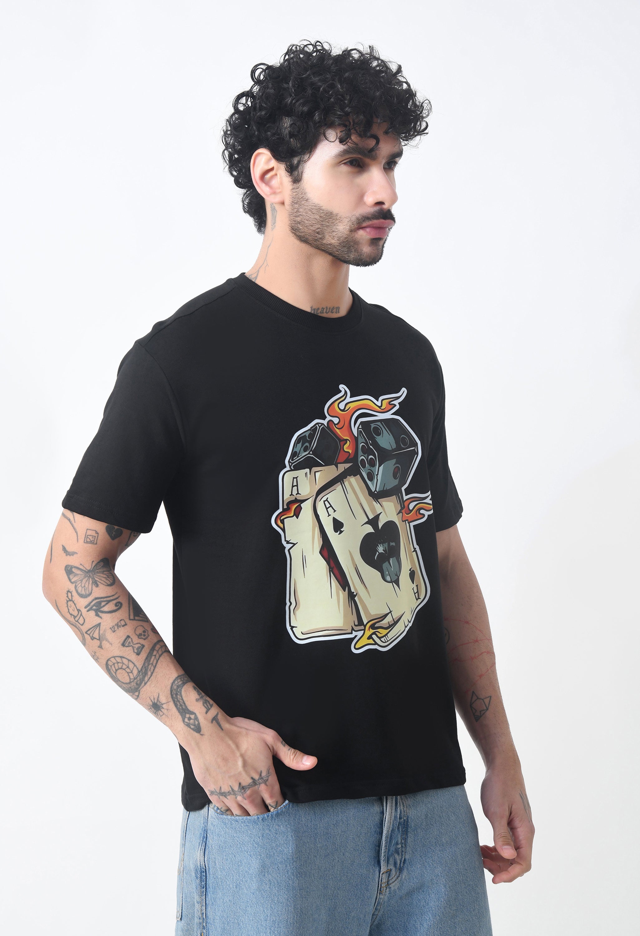 Ikka Card Premium Oversized T-Shirt for Men – Desert Ace Dice Edition