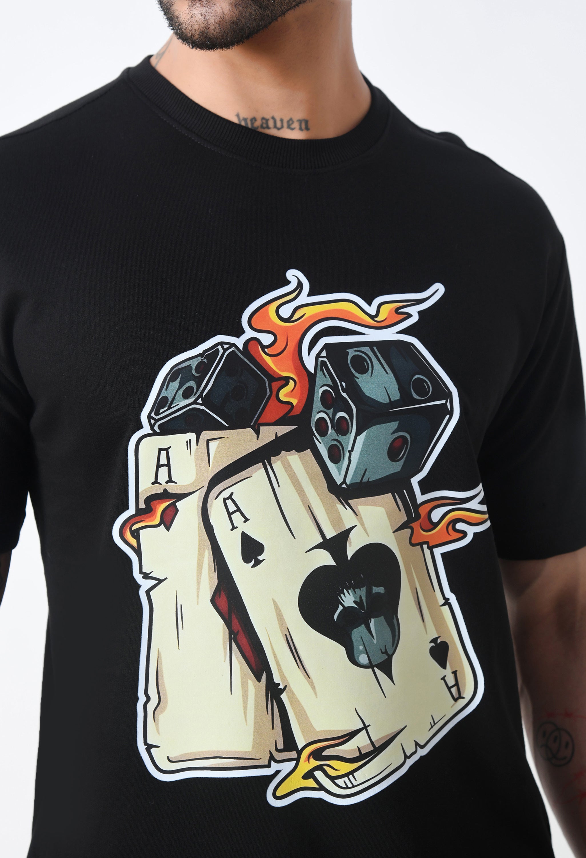 Ikka Card Premium Oversized T-Shirt for Men – Desert Ace Dice Edition