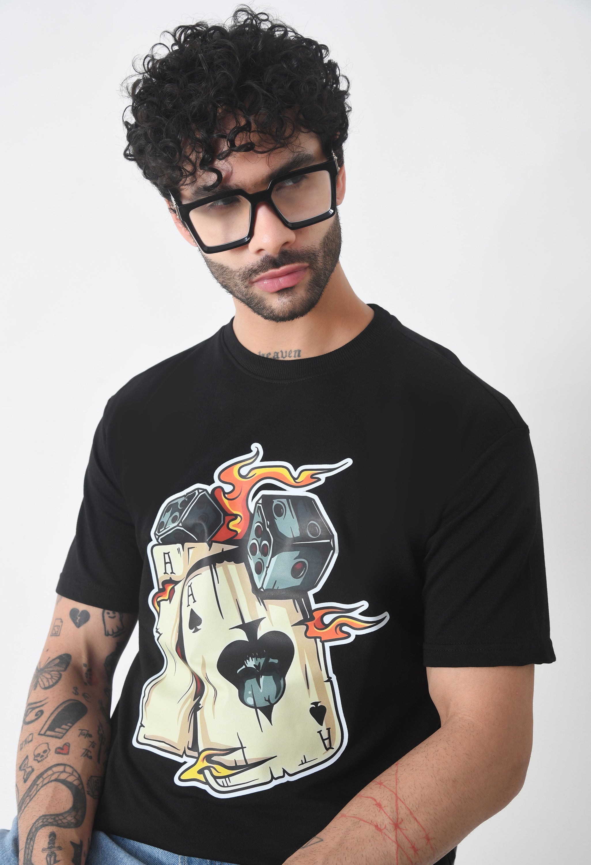 Ikka Card Premium Oversized T-Shirt for Men – Desert Ace Dice Edition