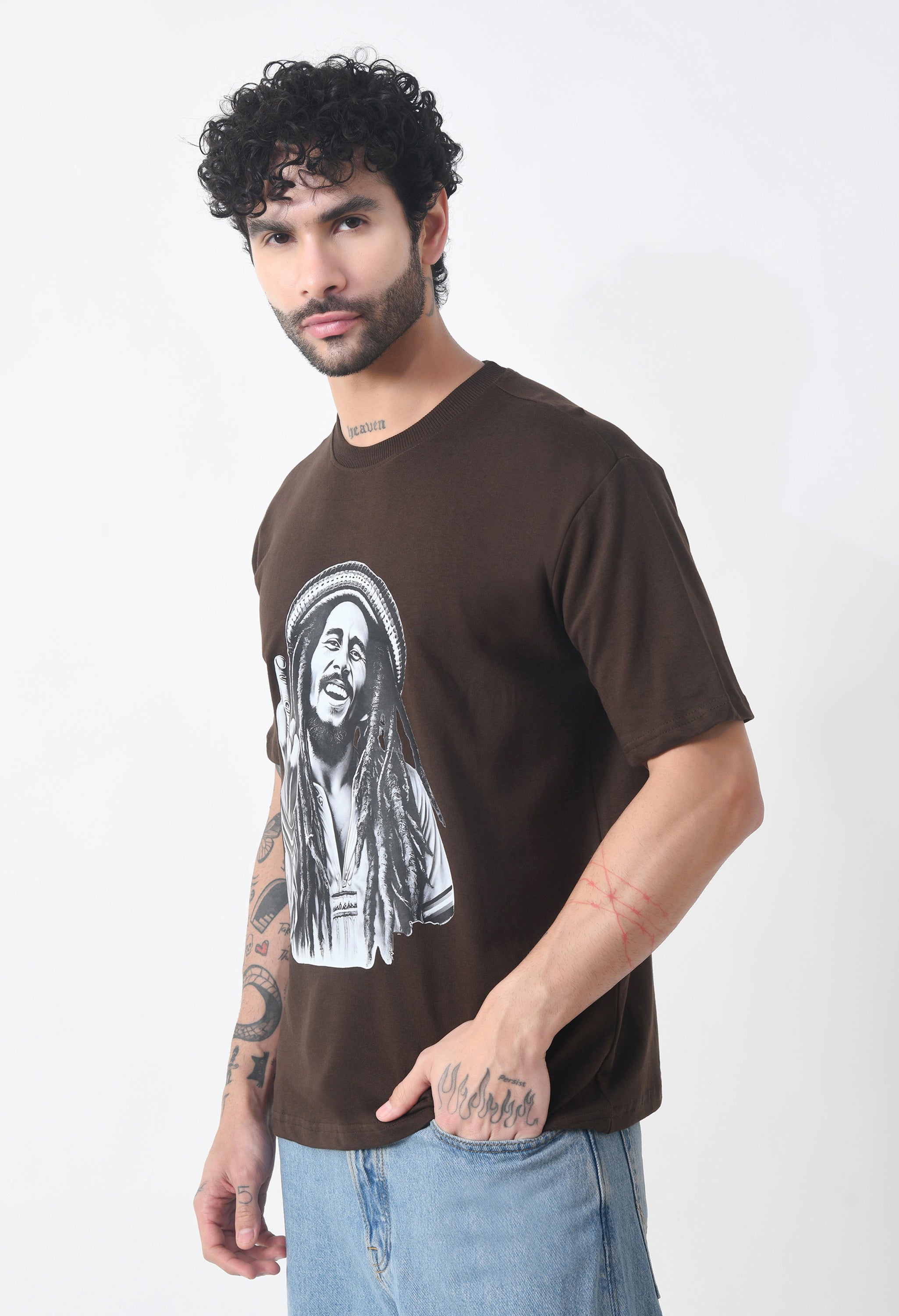 Bob Marley Premium Oversized T-Shirt for Men – Golden Roots Edition