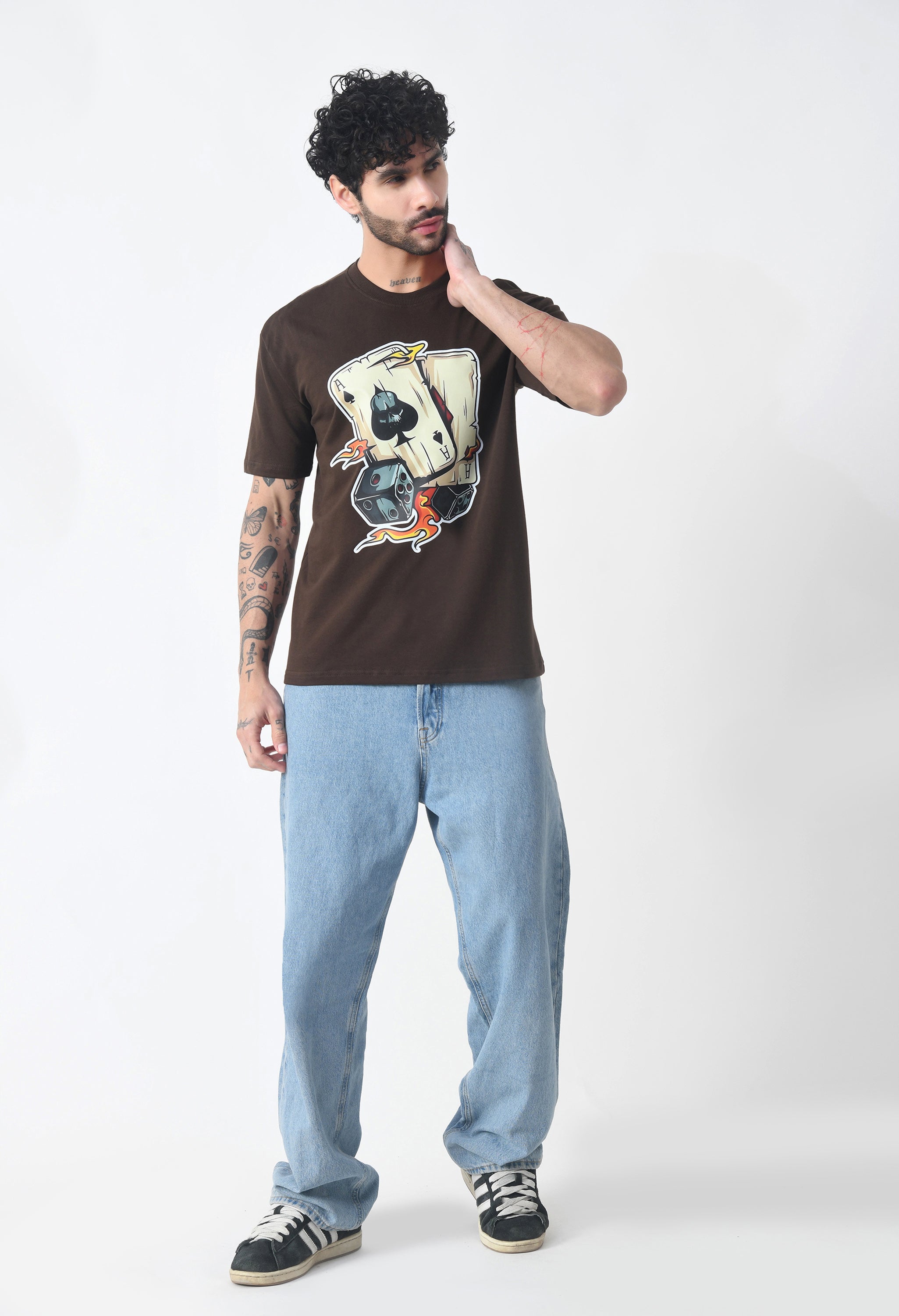 Ikka Card Premium Oversized T-Shirt for Men – Desert Ace Dice Edition