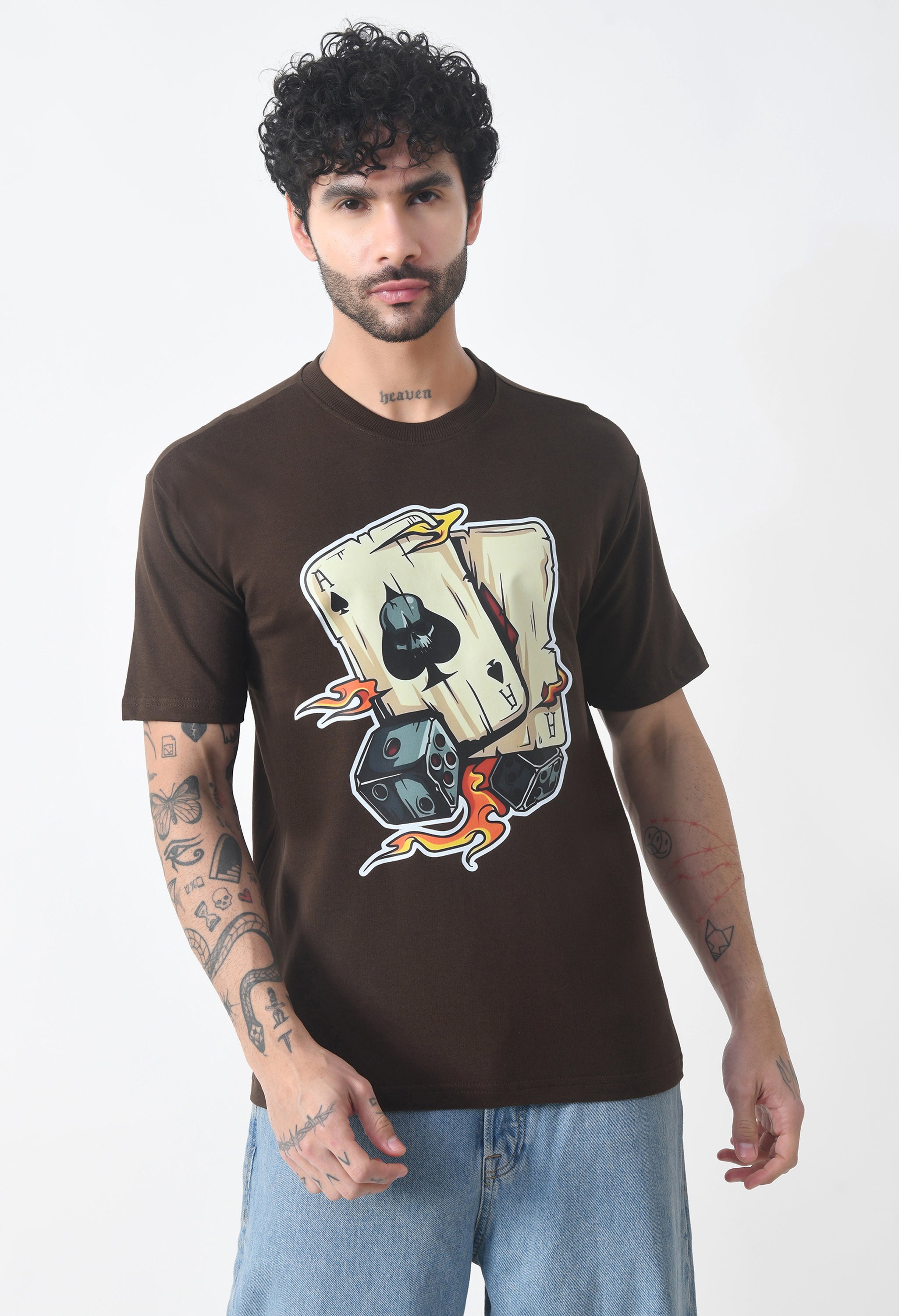 Ikka Card Premium Oversized T-Shirt for Men – Desert Ace Dice Edition
