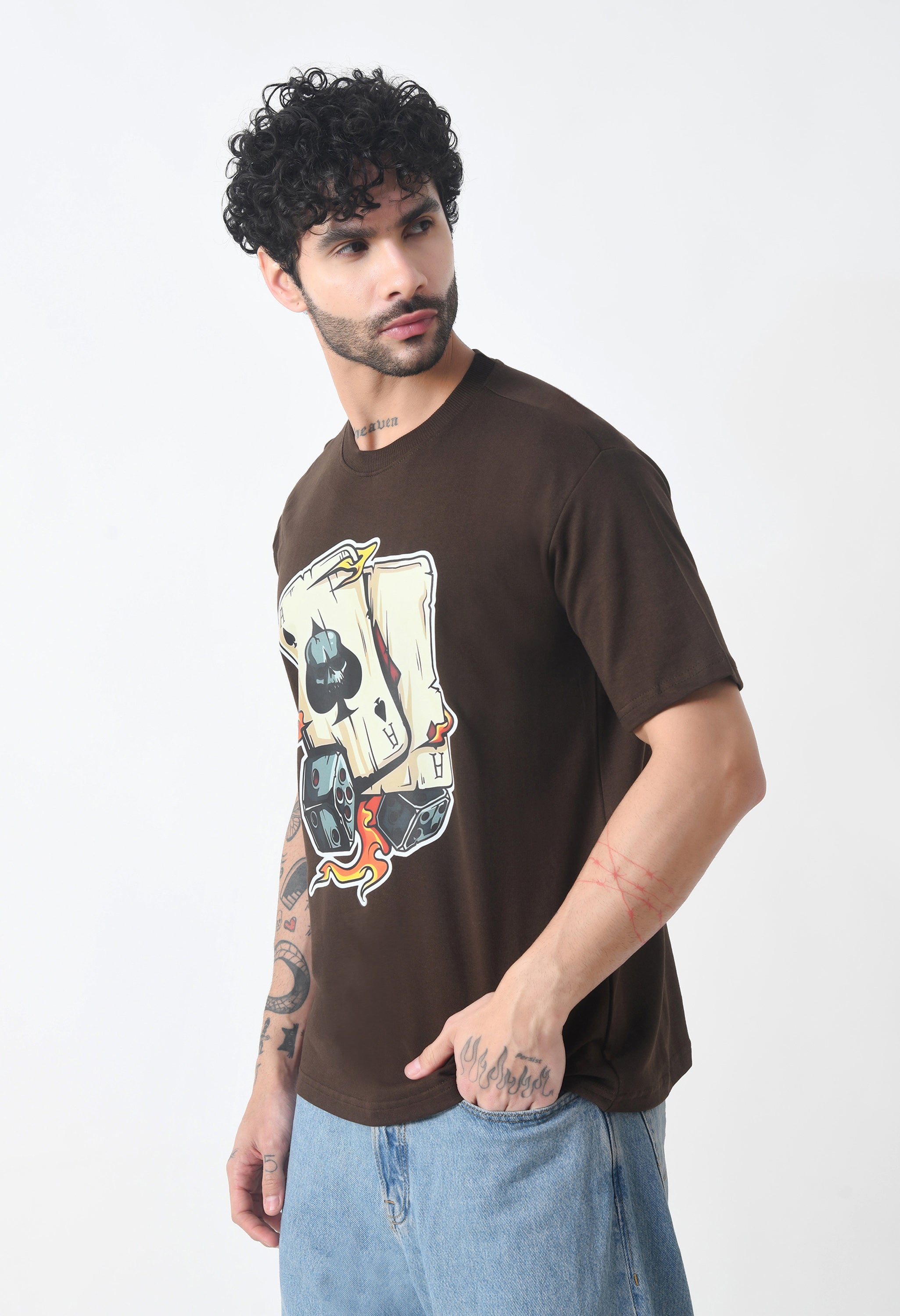 Ikka Card Premium Oversized T-Shirt for Men – Desert Ace Dice Edition