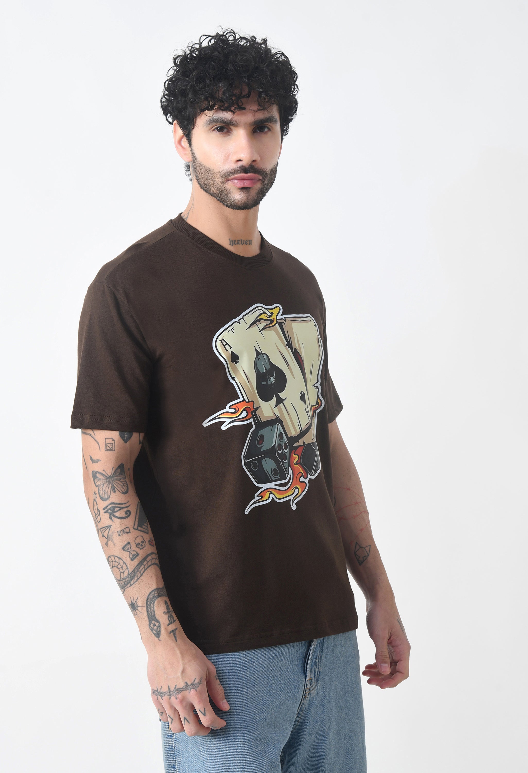 Ikka Card Premium Oversized T-Shirt for Men – Desert Ace Dice Edition