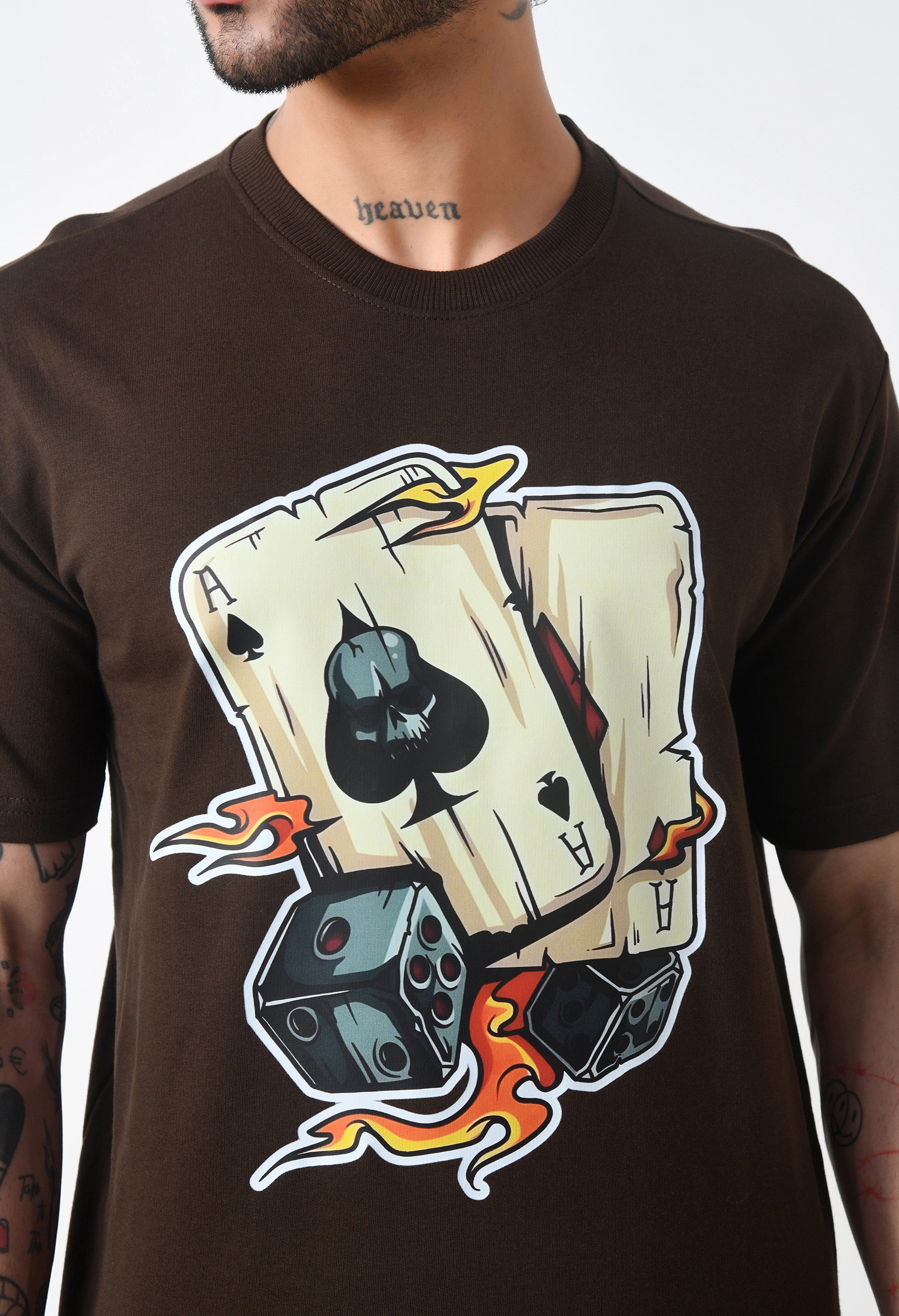 Ikka Card Premium Oversized T-Shirt for Men – Desert Ace Dice Edition