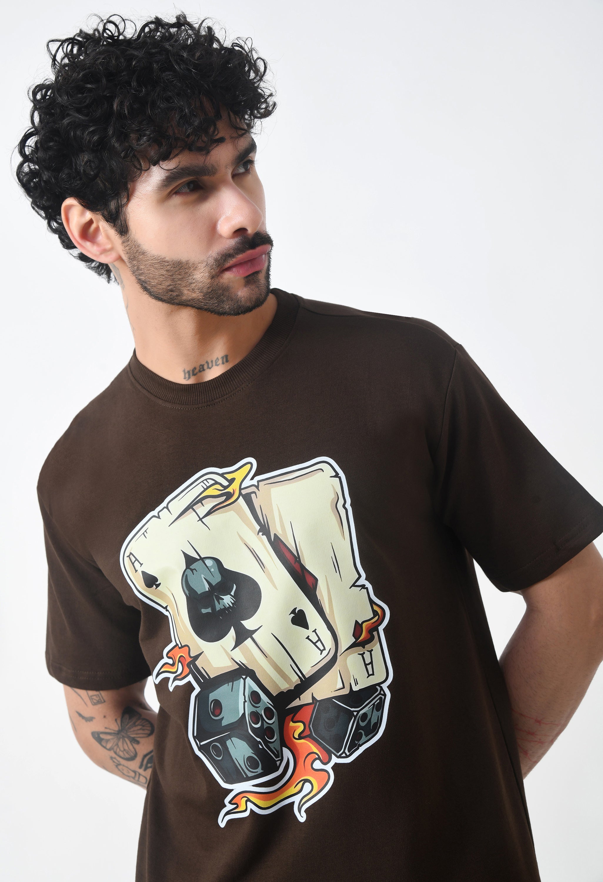 Ikka Card Premium Oversized T-Shirt for Men – Desert Ace Dice Edition