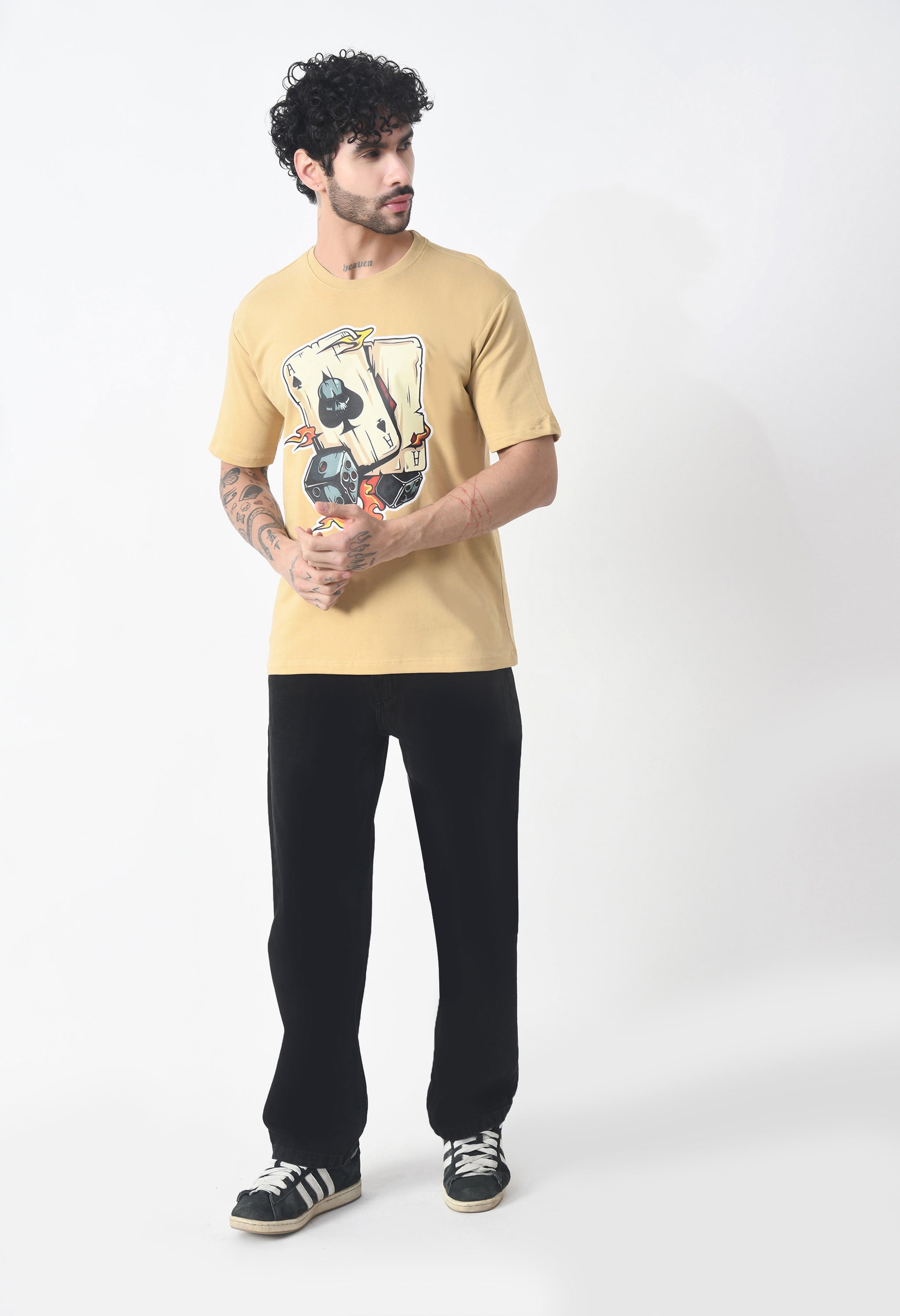 Ikka Card Premium Oversized T-Shirt for Men – Desert Ace Dice Edition