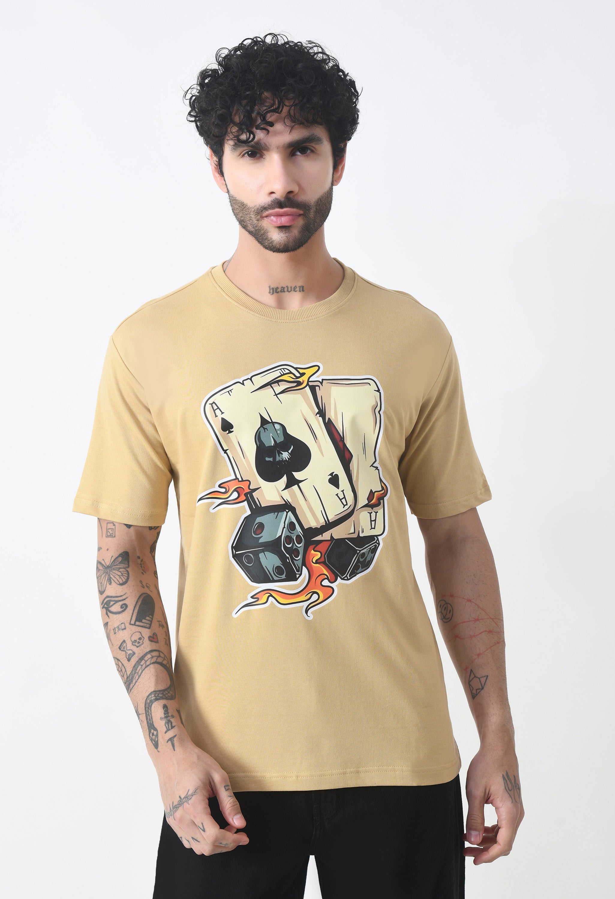 Ikka Card Premium Oversized T-Shirt for Men – Desert Ace Dice Edition