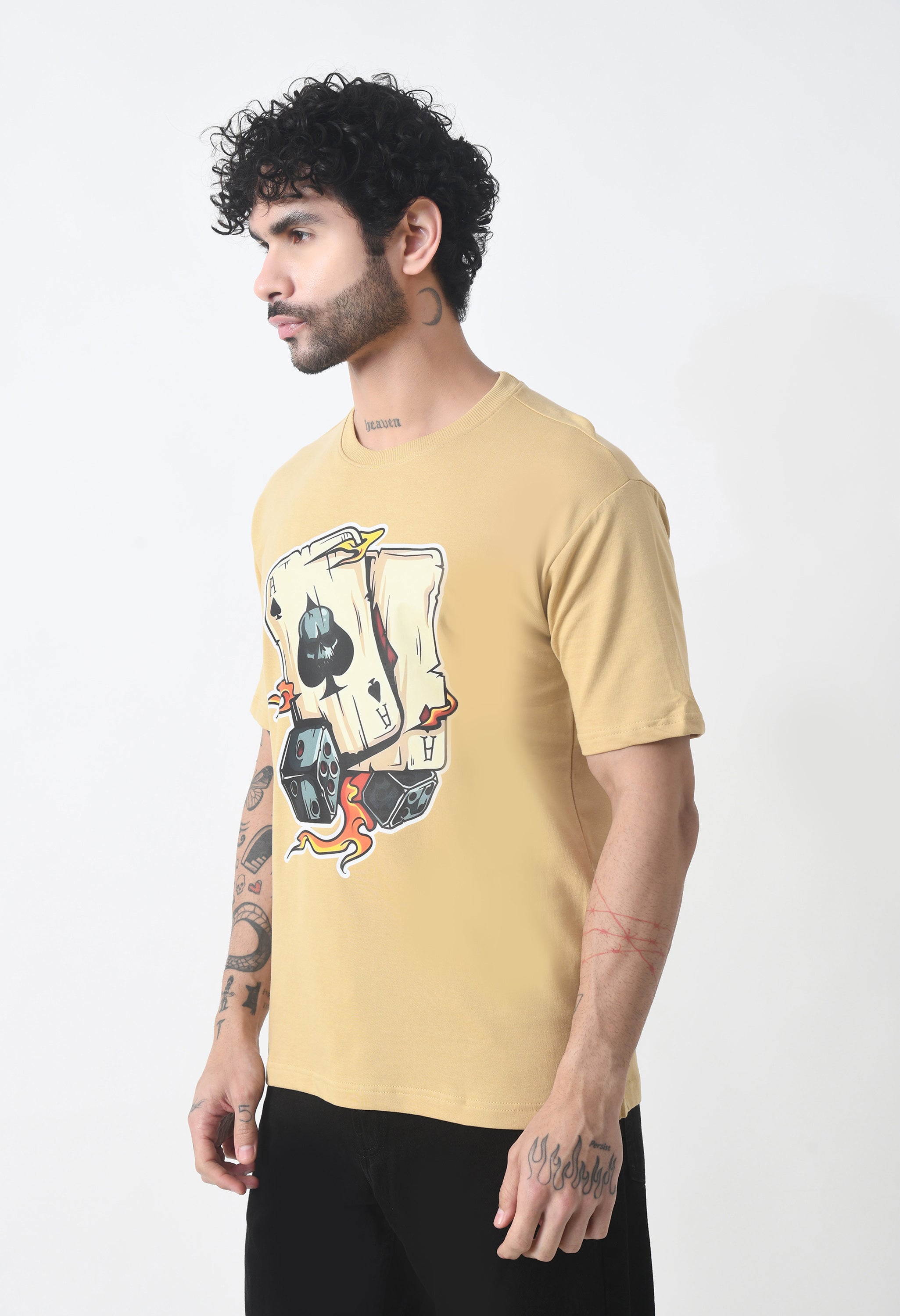 Ikka Card Premium Oversized T-Shirt for Men – Desert Ace Dice Edition