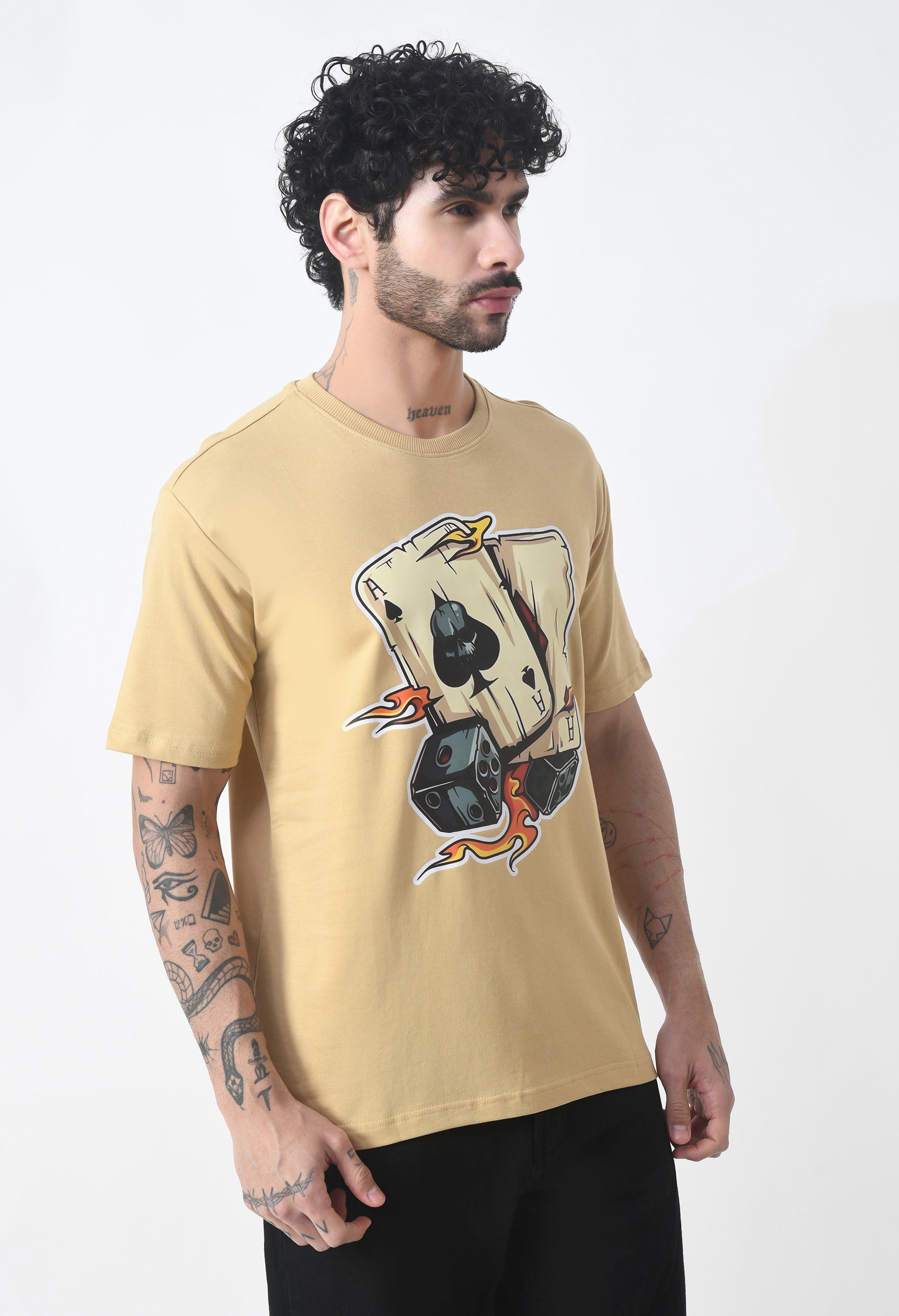 Ikka Card Premium Oversized T-Shirt for Men – Desert Ace Dice Edition