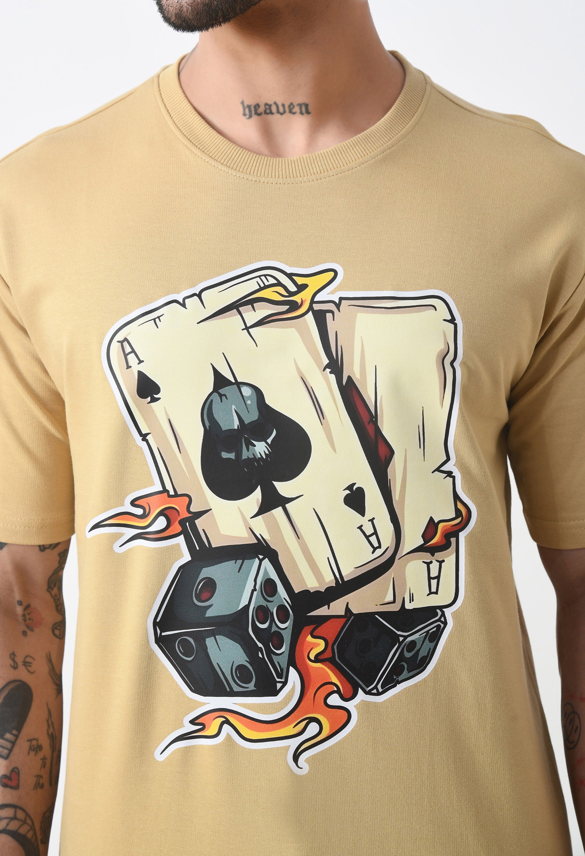 Ikka Card Premium Oversized T-Shirt for Men – Desert Ace Dice Edition