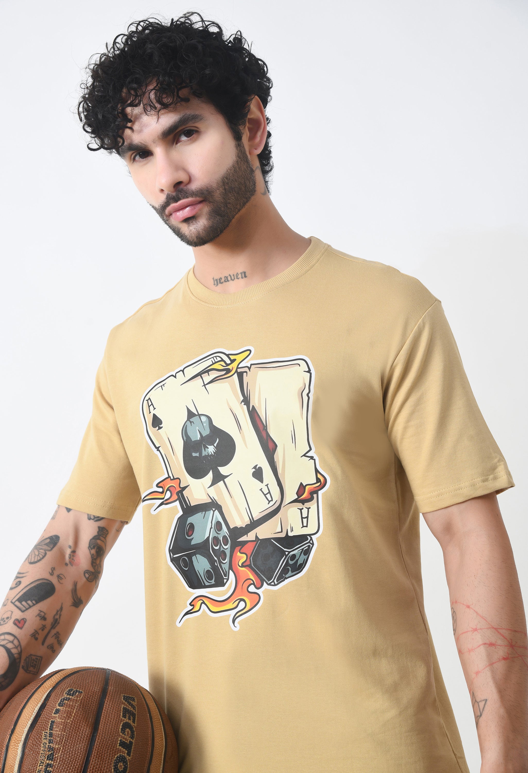 Ikka Card Premium Oversized T-Shirt for Men – Desert Ace Dice Edition