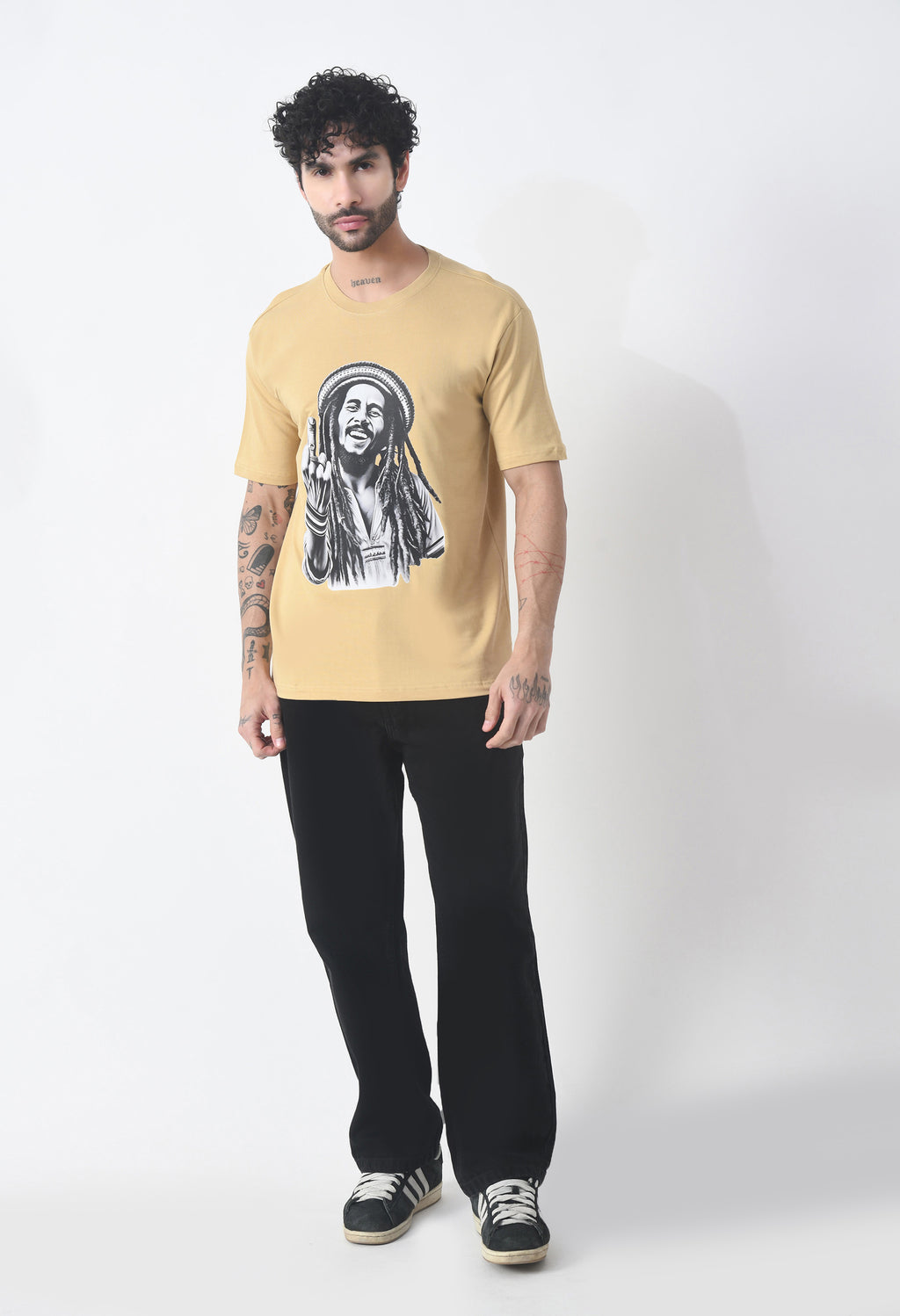 Bob Marley Premium Oversized T-Shirt for Men – Golden Roots Edition