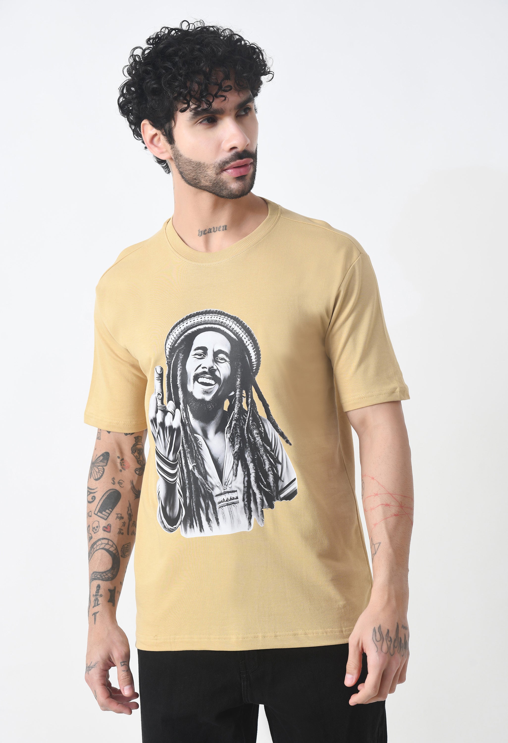Bob Marley Premium Oversized T-Shirt for Men – Golden Roots Edition