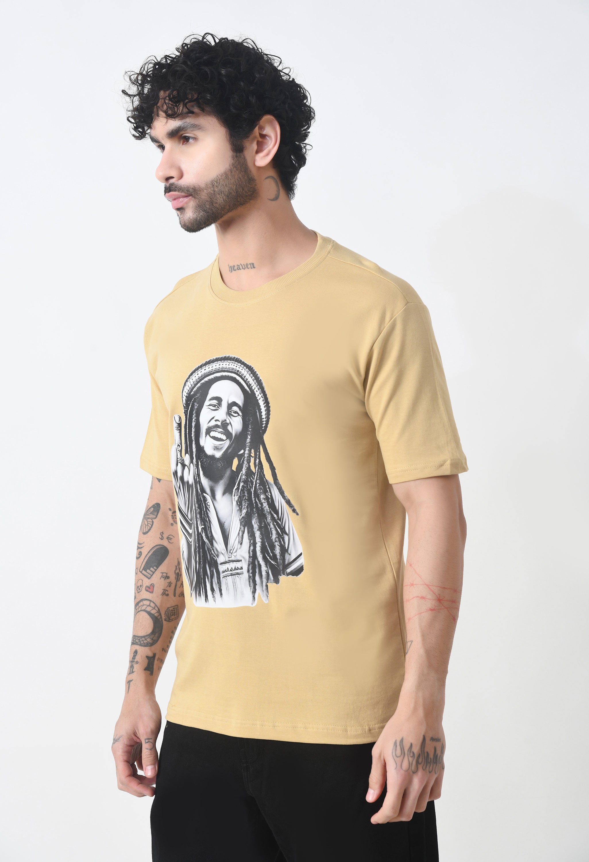 Bob Marley Premium Oversized T-Shirt for Men – Golden Roots Edition