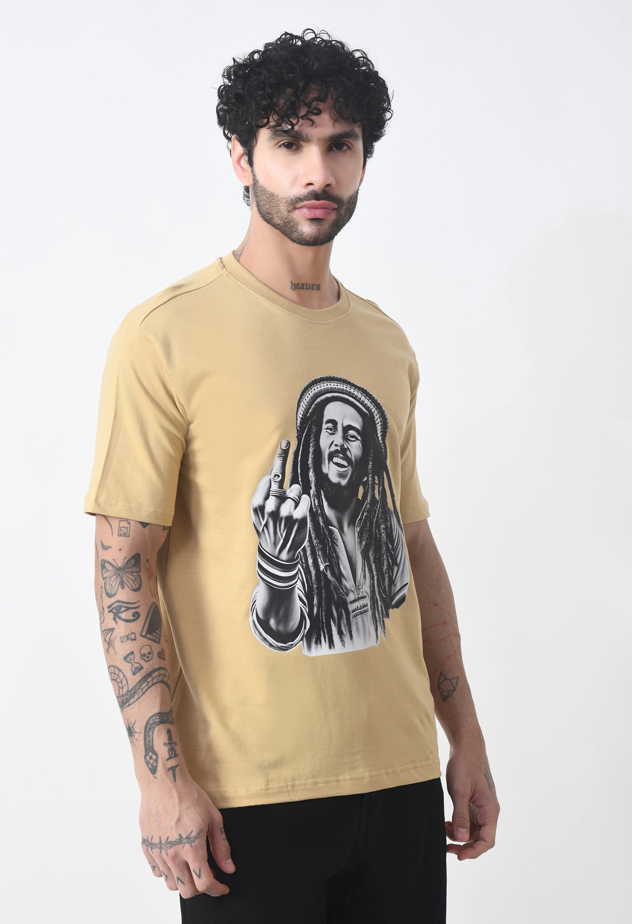 Bob Marley Premium Oversized T-Shirt for Men – Golden Roots Edition