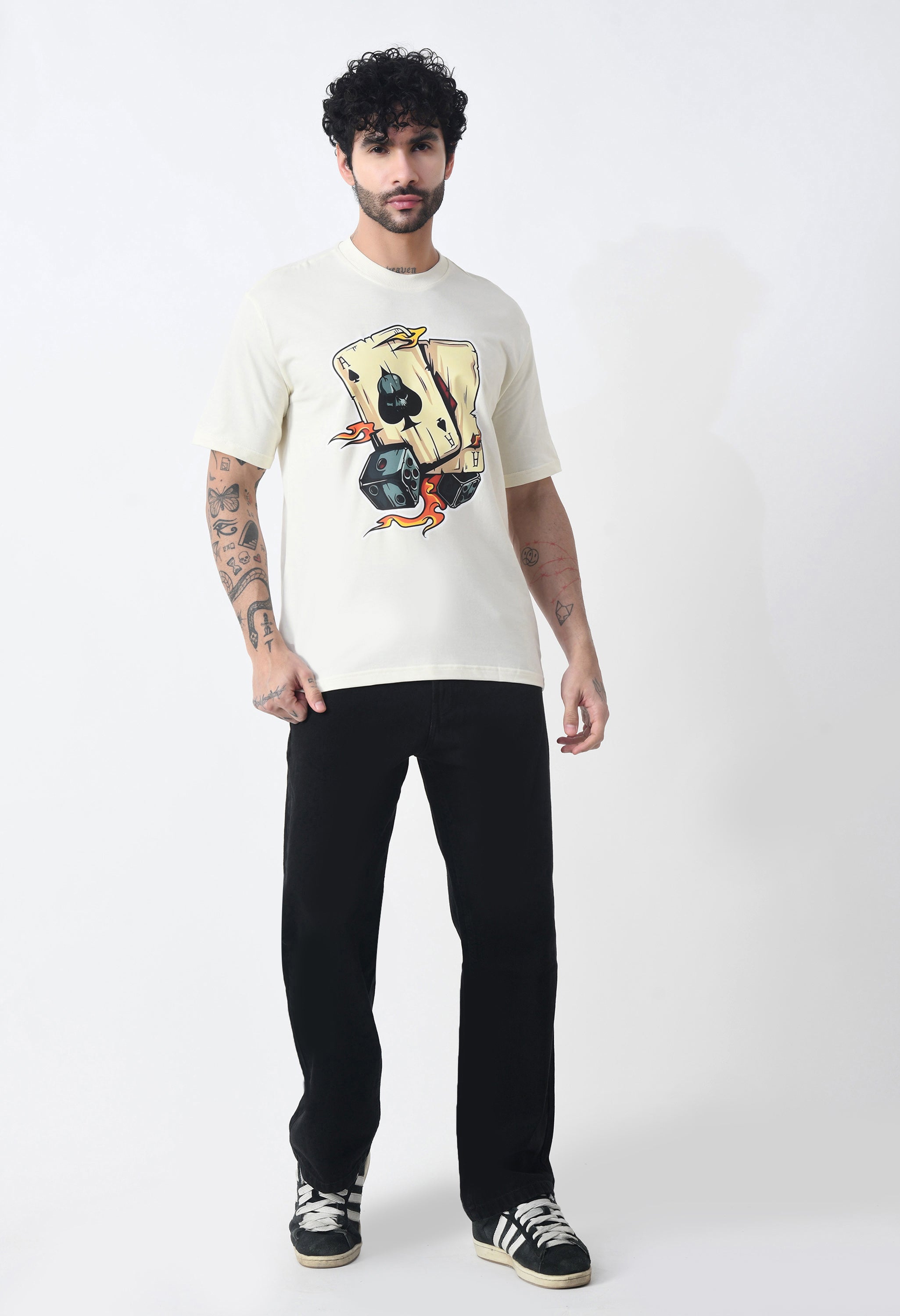 Ikka Card Premium Oversized T-Shirt for Men – Desert Ace Dice Edition