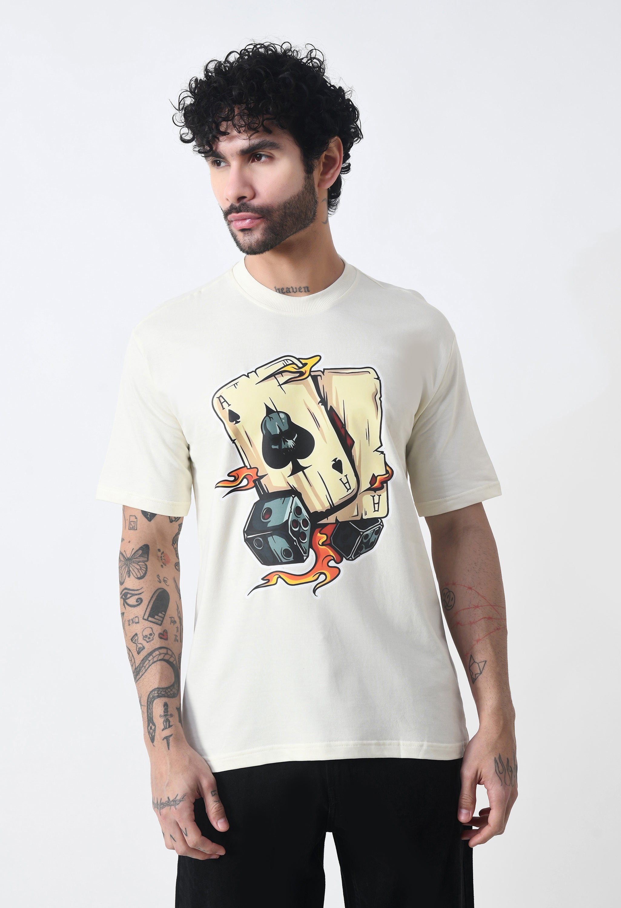 Ikka Card Premium Oversized T-Shirt for Men – Desert Ace Dice Edition