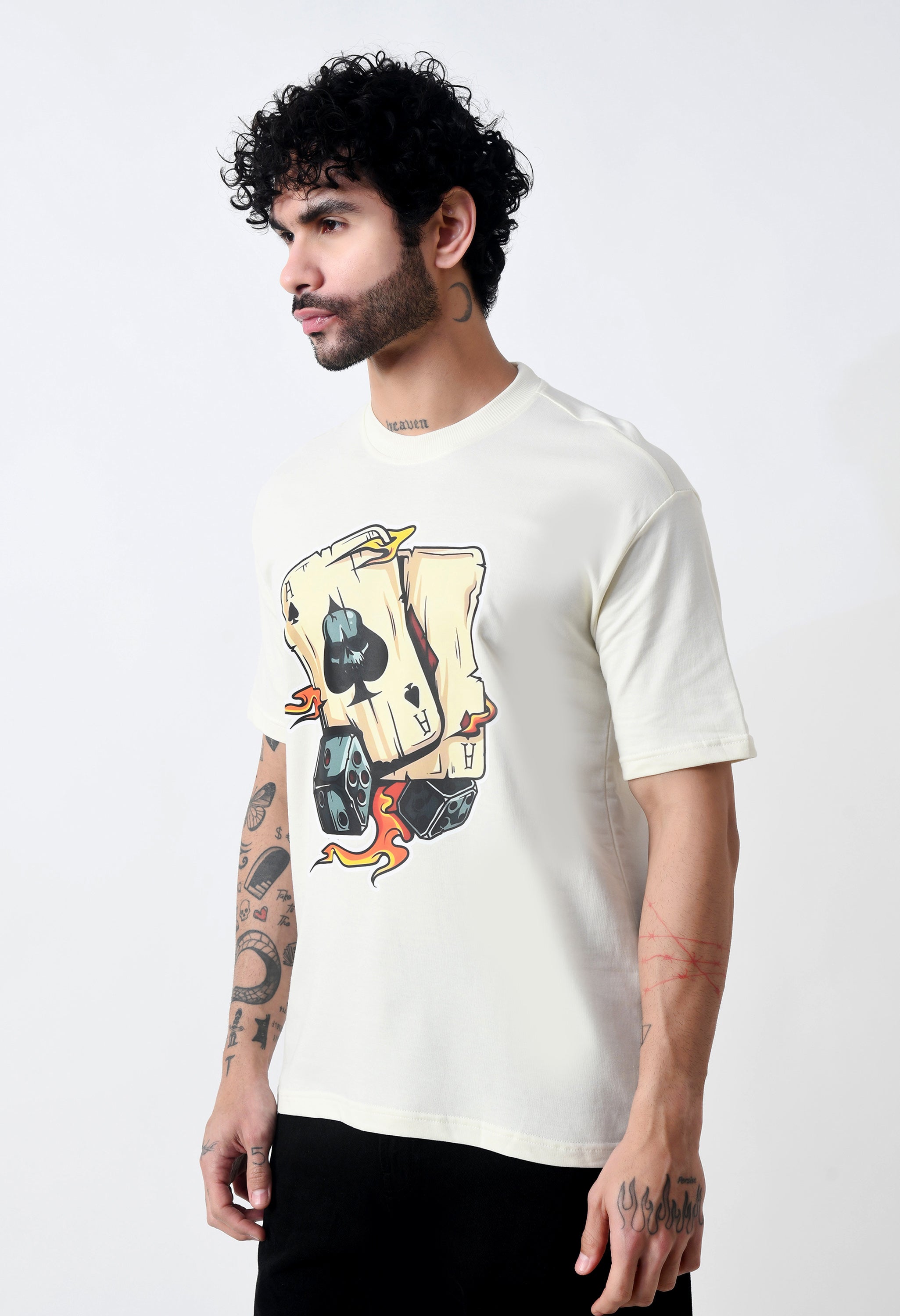 Ikka Card Premium Oversized T-Shirt for Men – Desert Ace Dice Edition