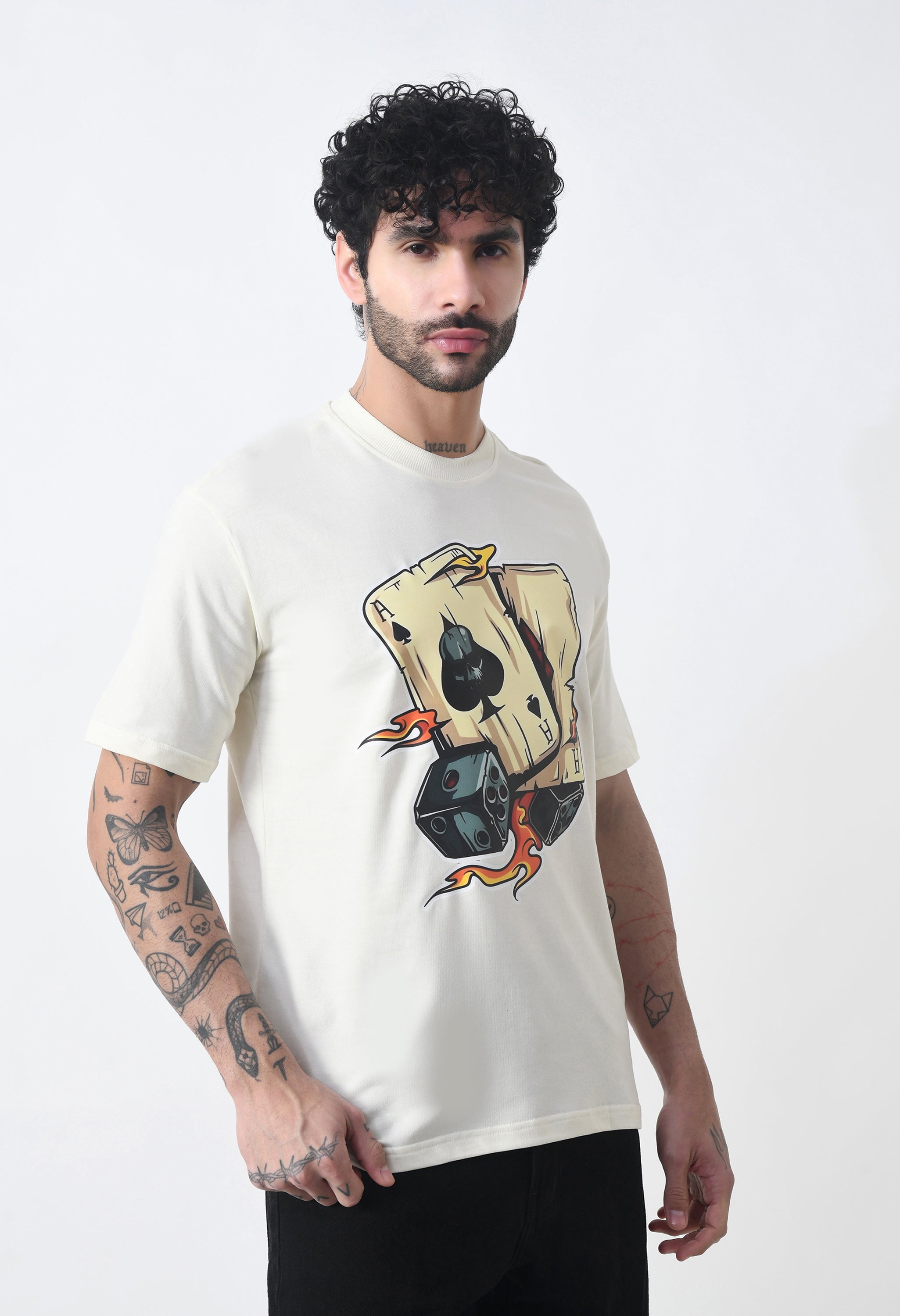 Ikka Card Premium Oversized T-Shirt for Men – Desert Ace Dice Edition