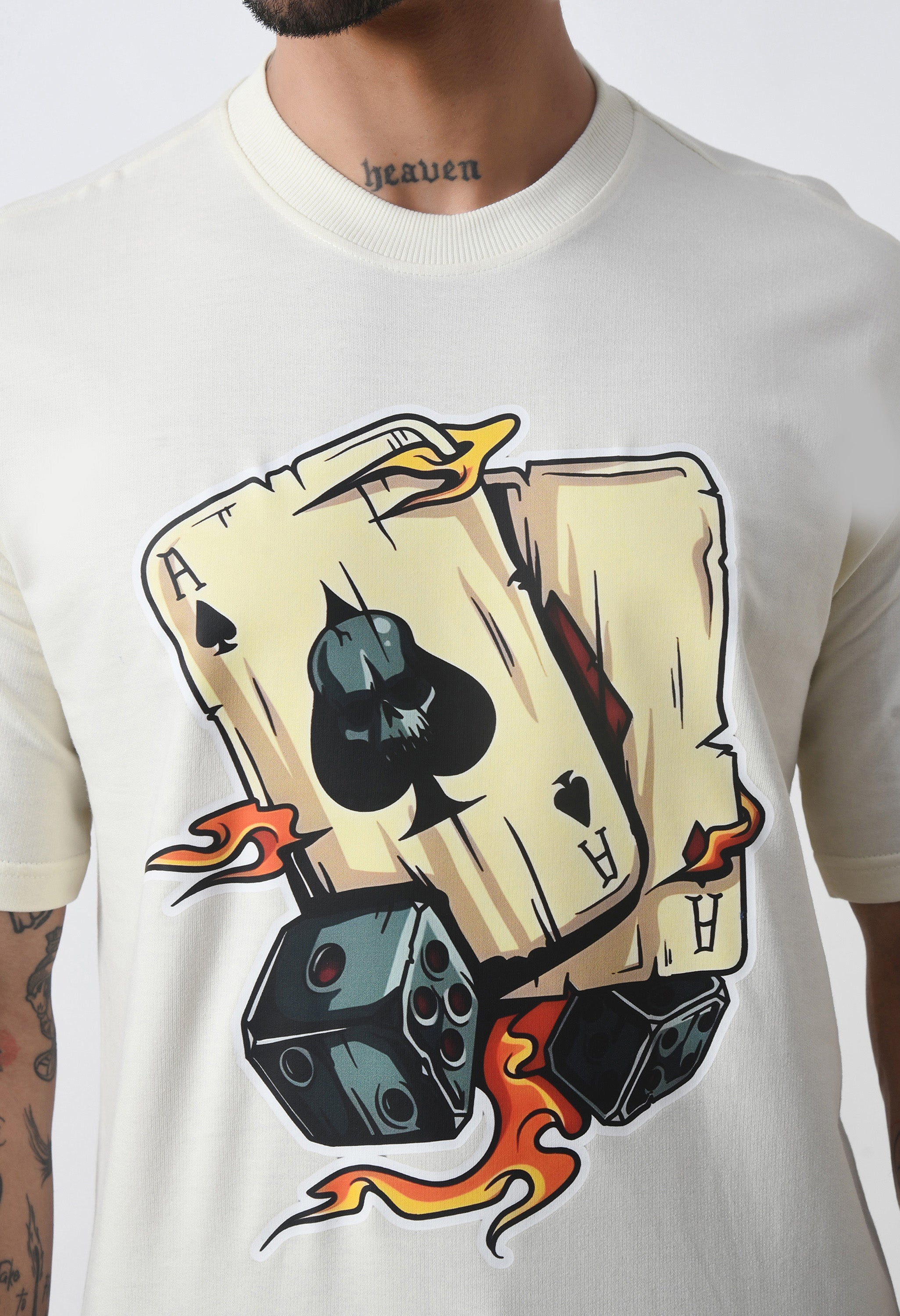 Ikka Card Premium Oversized T-Shirt for Men – Desert Ace Dice Edition