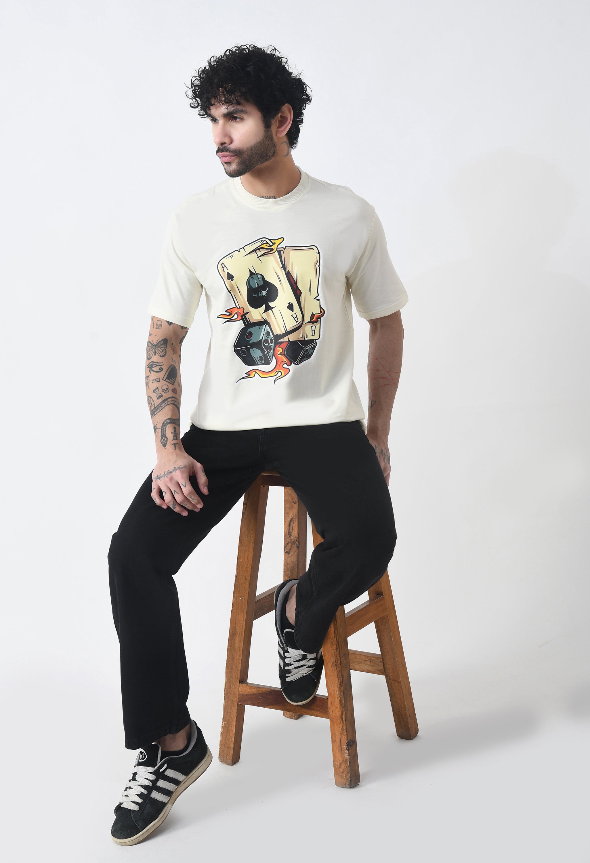 Ikka Card Premium Oversized T-Shirt for Men – Desert Ace Dice Edition