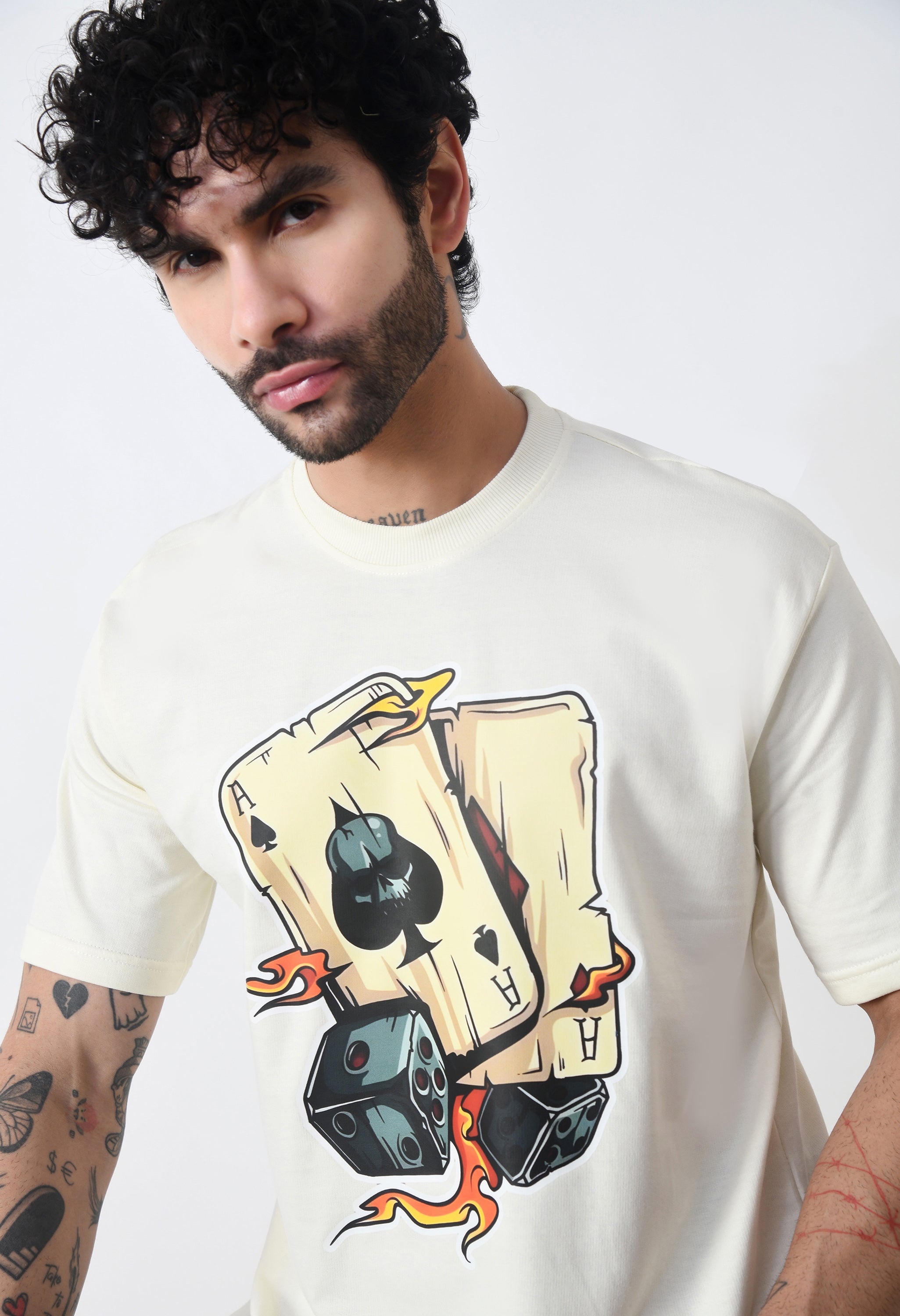 Ikka Card Premium Oversized T-Shirt for Men – Desert Ace Dice Edition