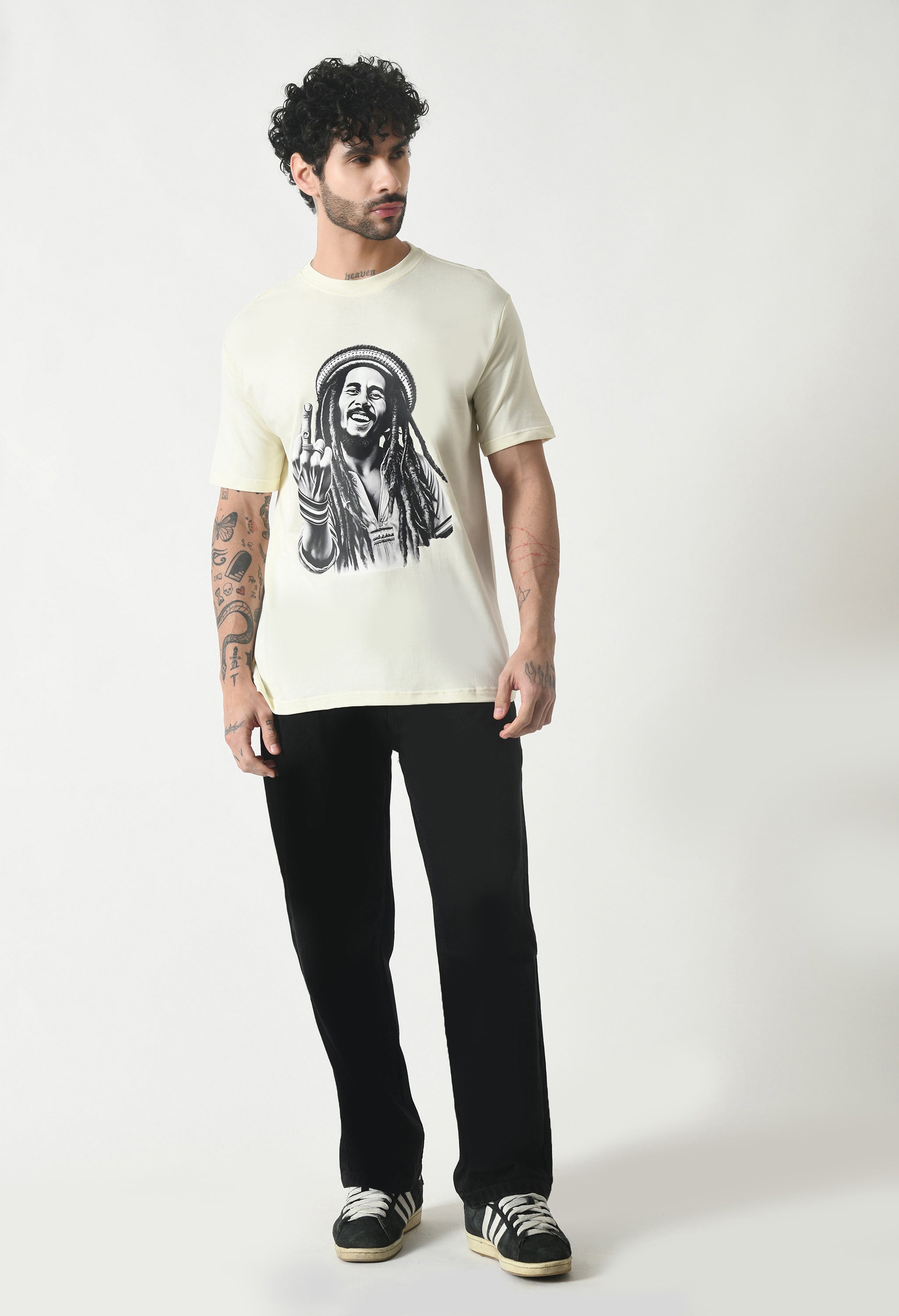Bob Marley Premium Oversized T-Shirt for Men – Golden Roots Edition