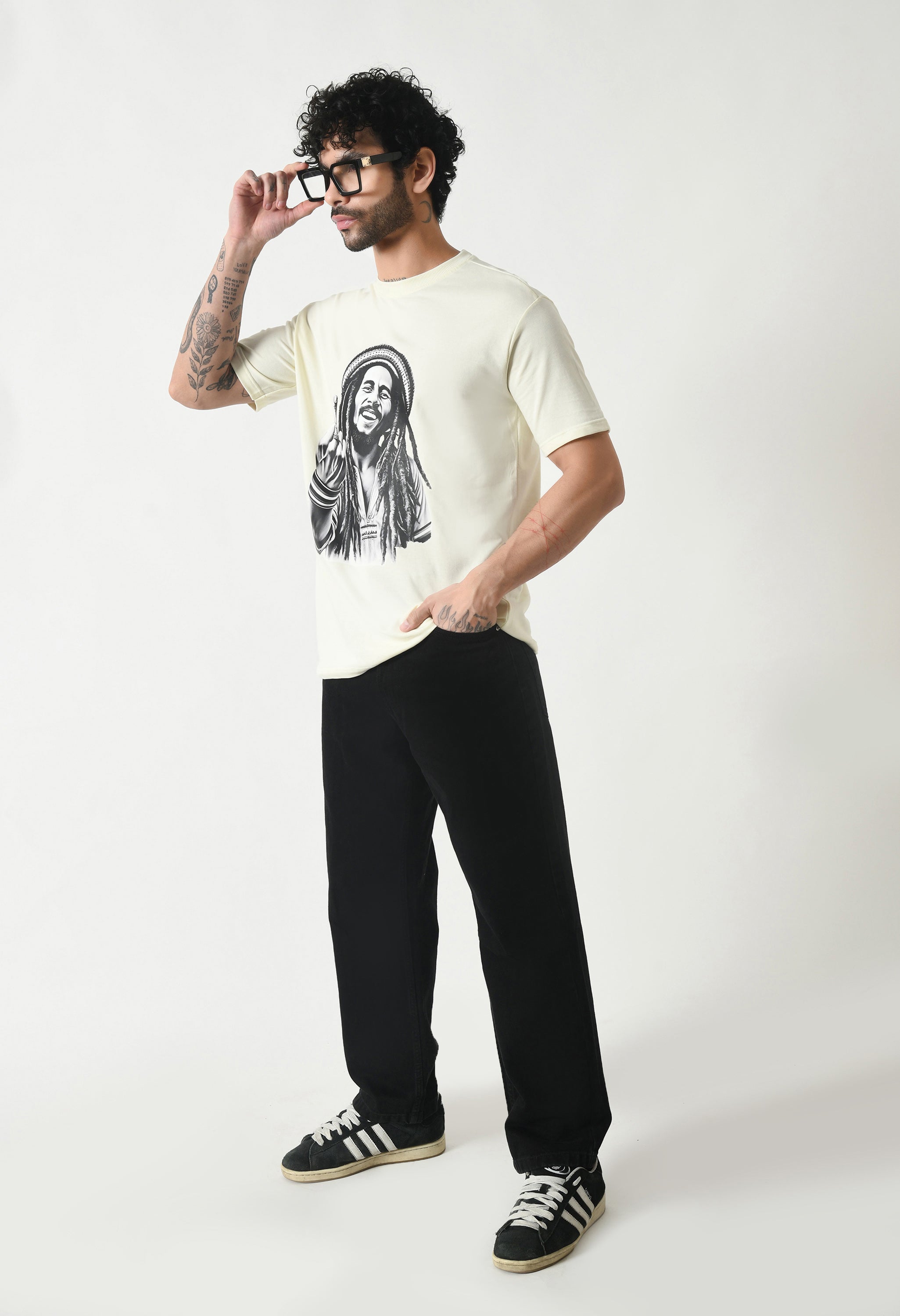 Bob Marley Premium Oversized T-Shirt for Men – Golden Roots Edition