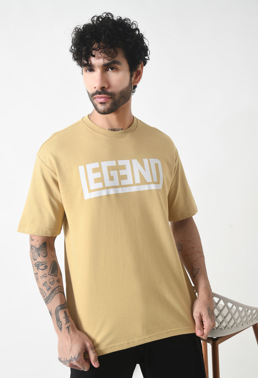 Legend Premium Oversized T-Shirt for Men – Sandstone Classic Edition