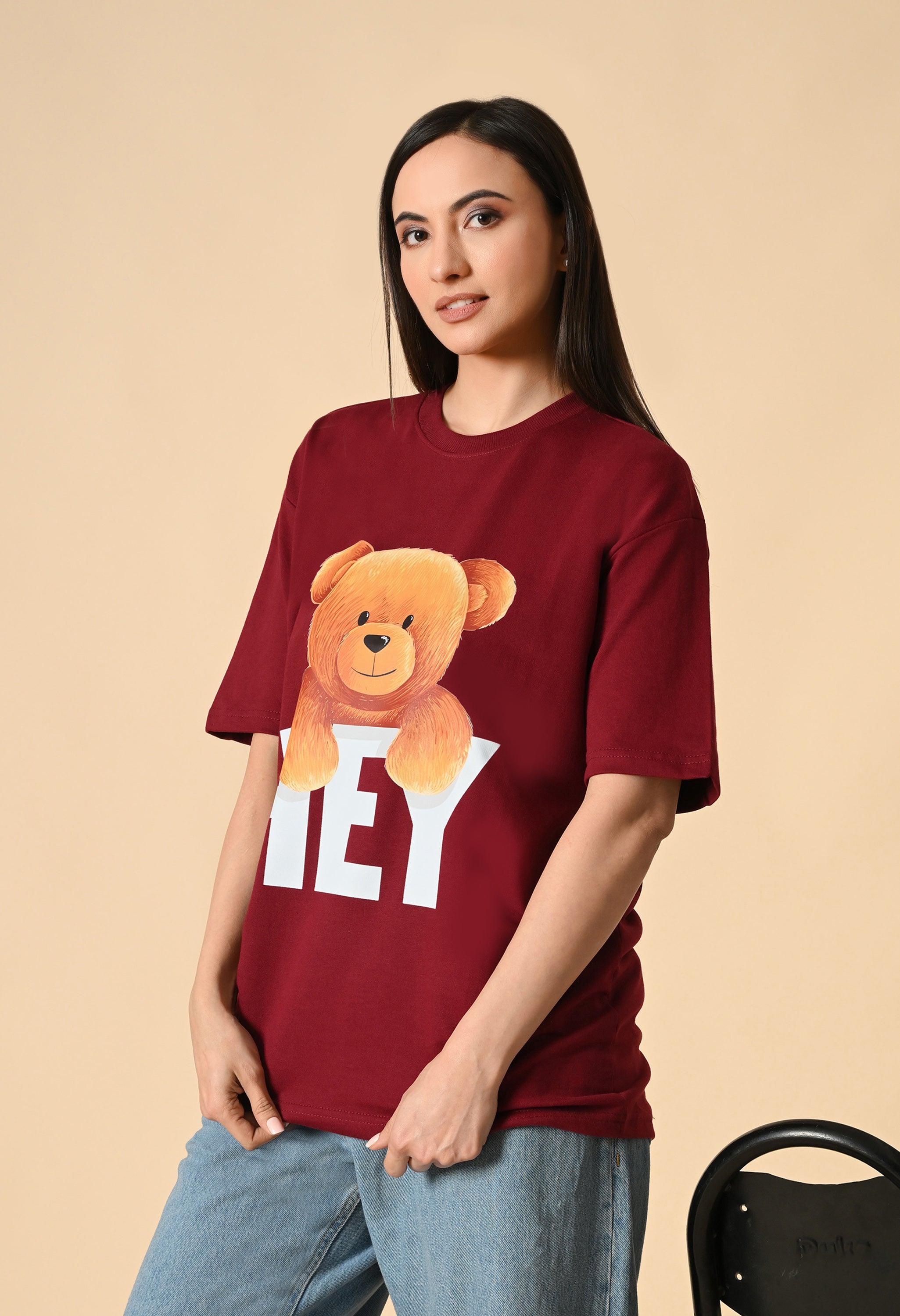 Hye Teddy Premium Oversized Tee for Girls – Soft Cotton Everyday Wear