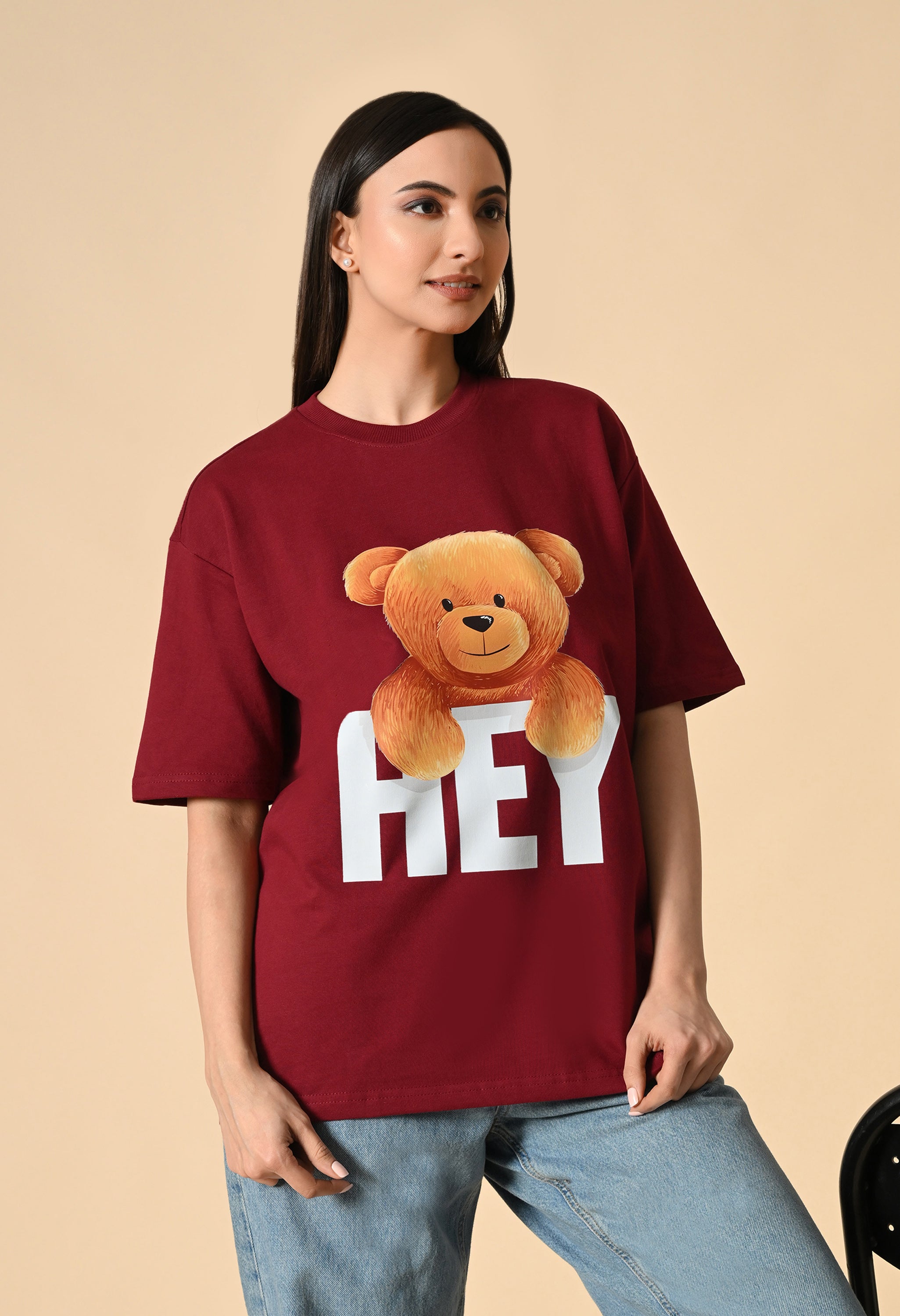 Hye Teddy Premium Oversized Tee for Girls – Soft Cotton Everyday Wear