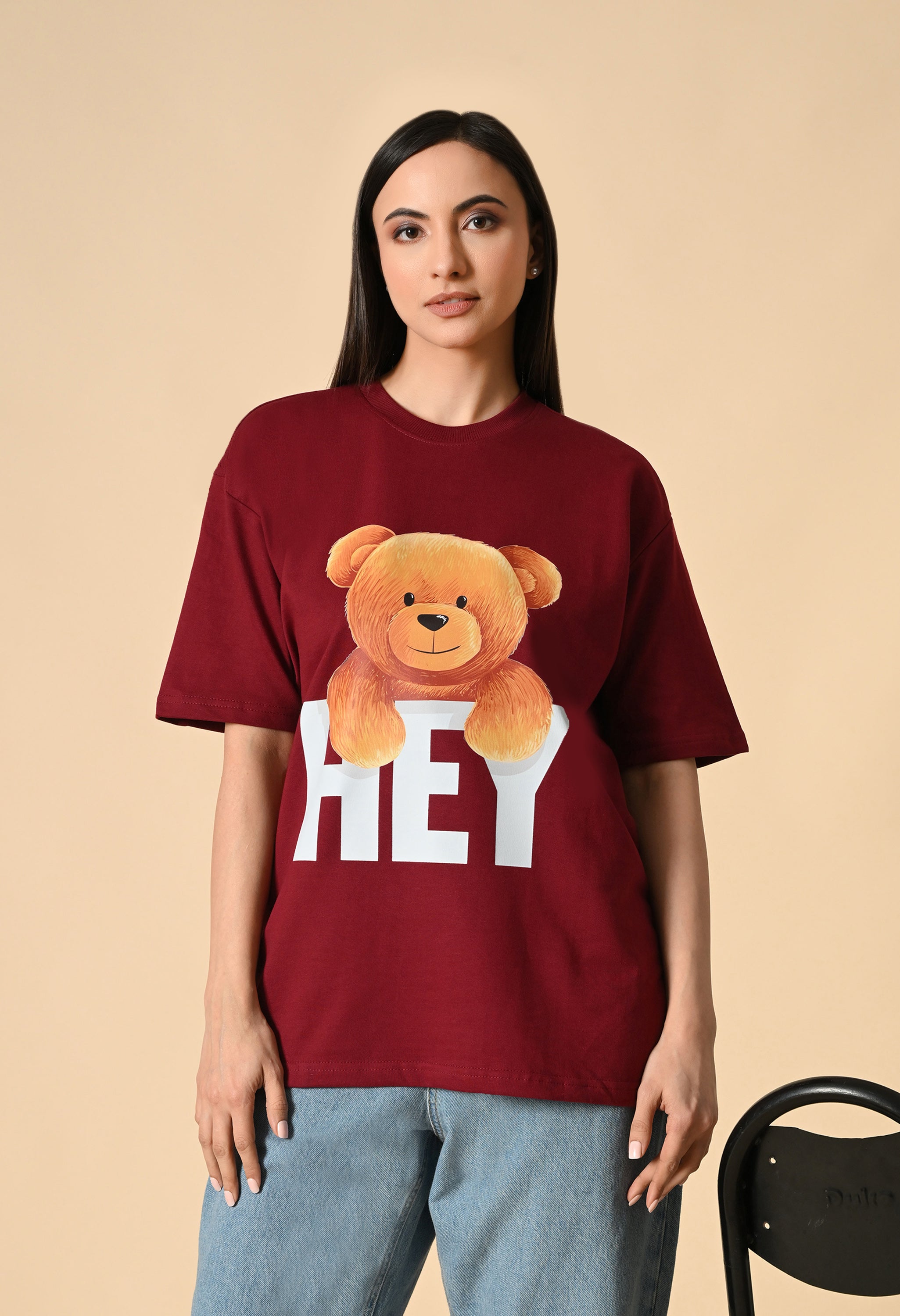 Hye Teddy Premium Oversized Tee for Girls – Soft Cotton Everyday Wear