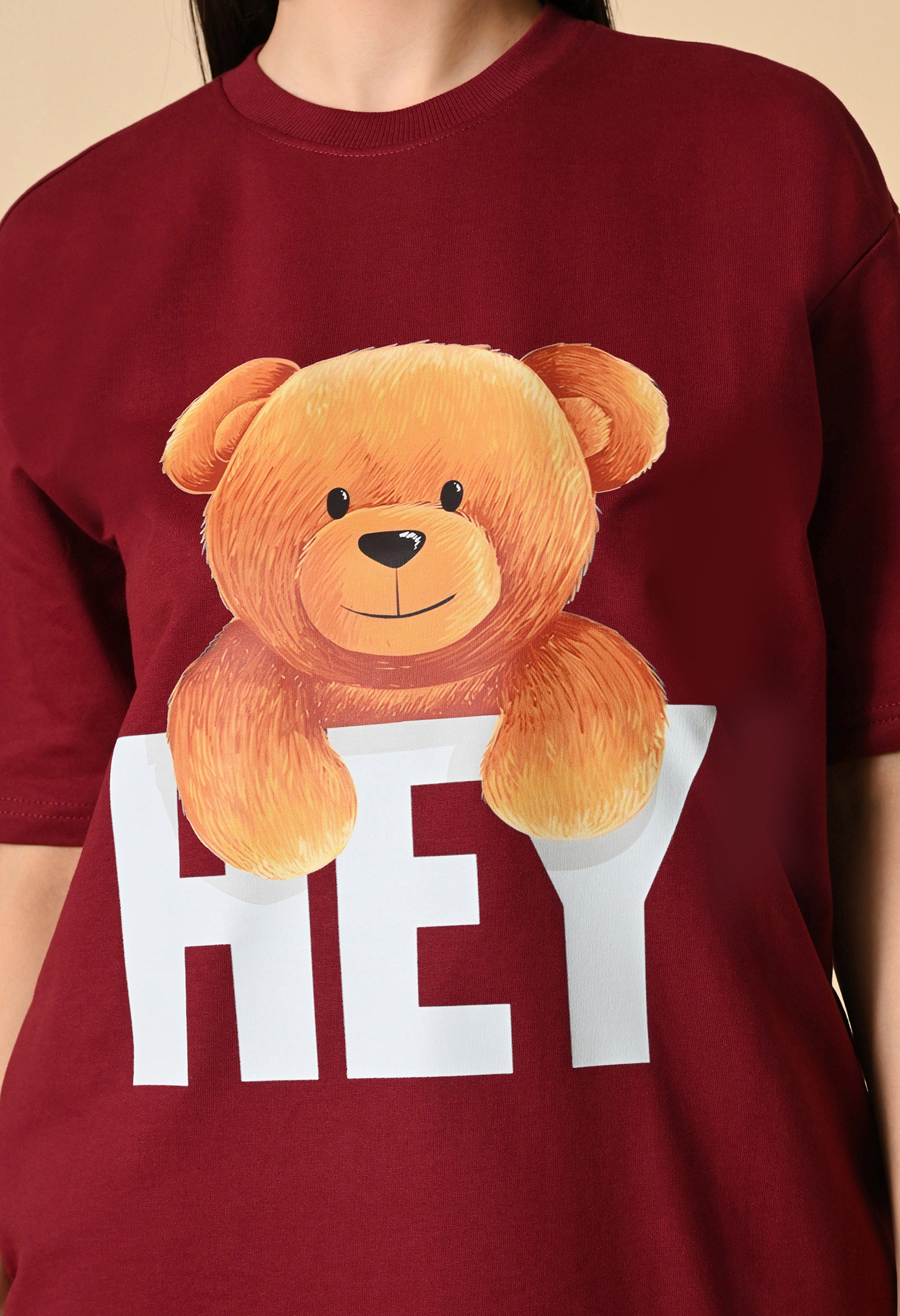 Hye Teddy Premium Oversized Tee for Girls – Soft Cotton Everyday Wear
