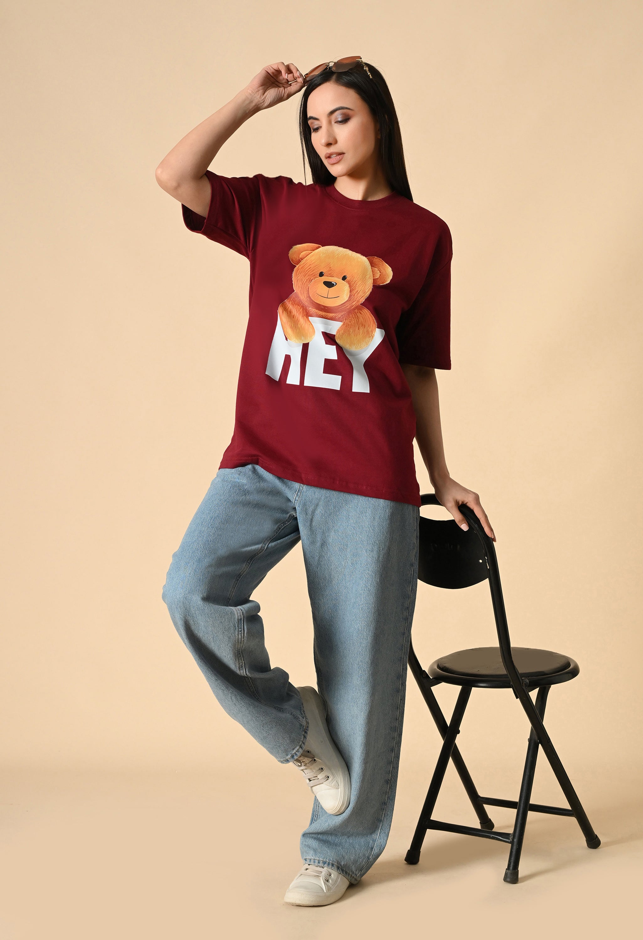Hye Teddy Premium Oversized Tee for Girls – Soft Cotton Everyday Wear