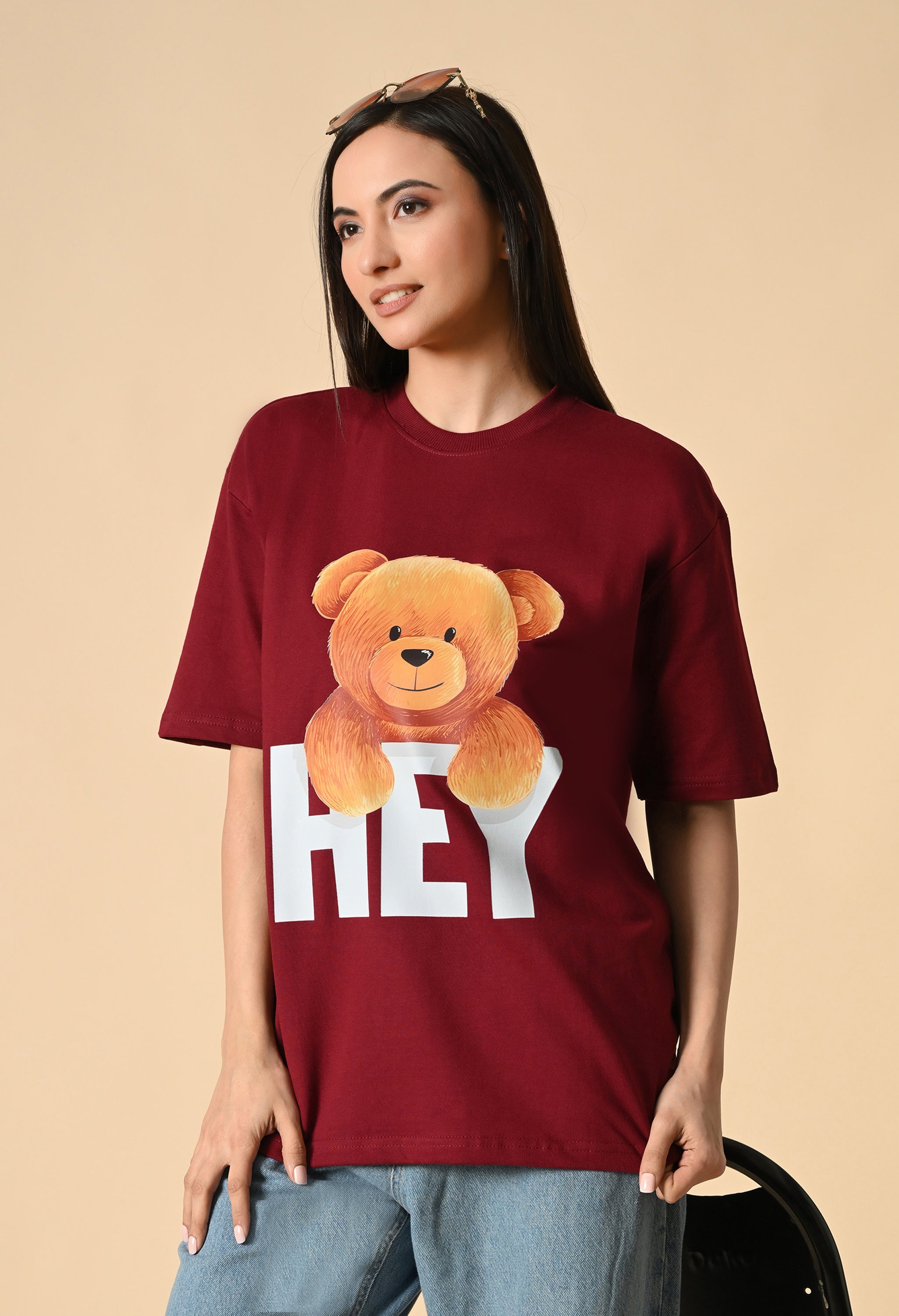 Hye Teddy Premium Oversized Tee for Girls – Soft Cotton Everyday Wear