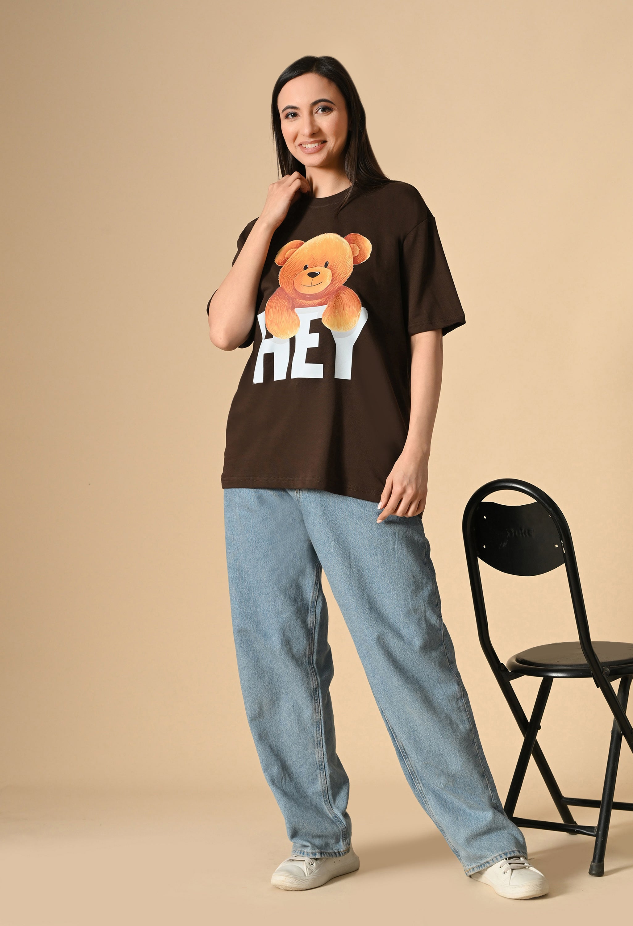 Hye Teddy Premium Oversized Tee for Girls – Soft Cotton Everyday Wear