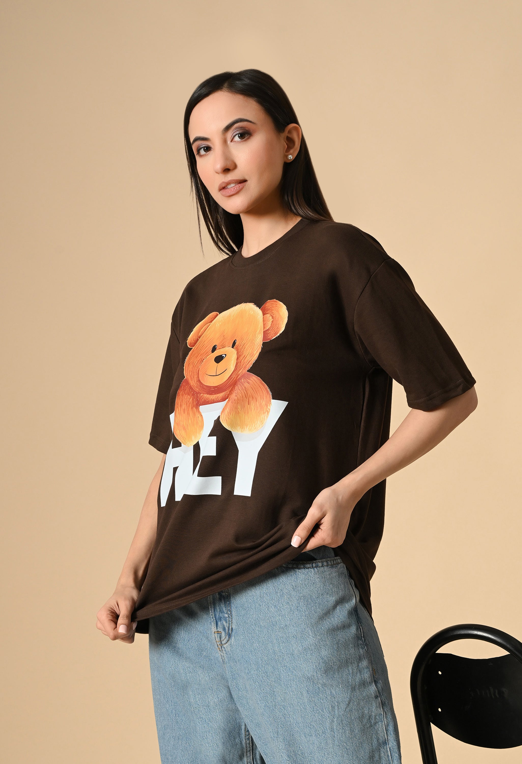 Hye Teddy Premium Oversized Tee for Girls – Soft Cotton Everyday Wear