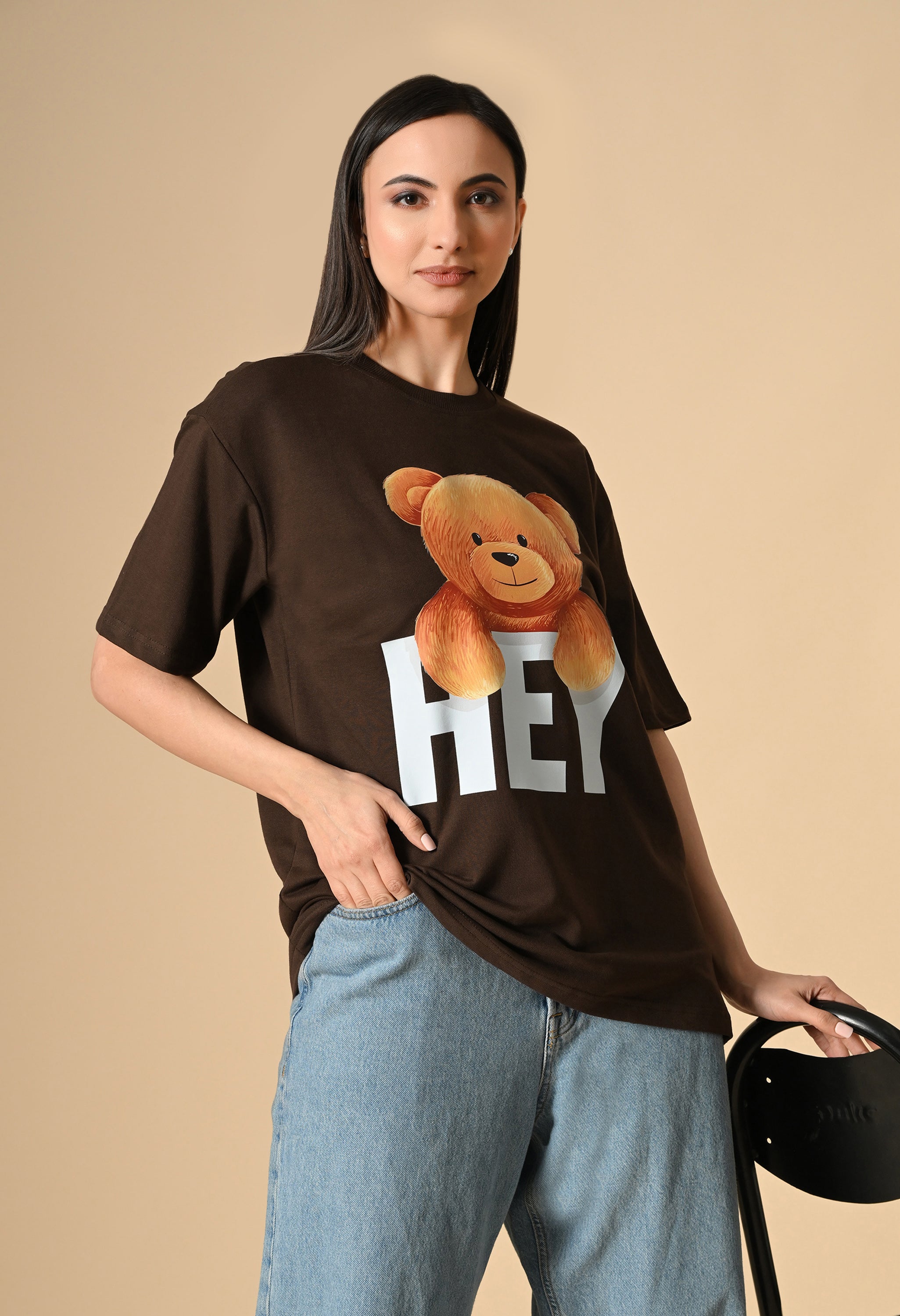 Hye Teddy Premium Oversized Tee for Girls – Soft Cotton Everyday Wear