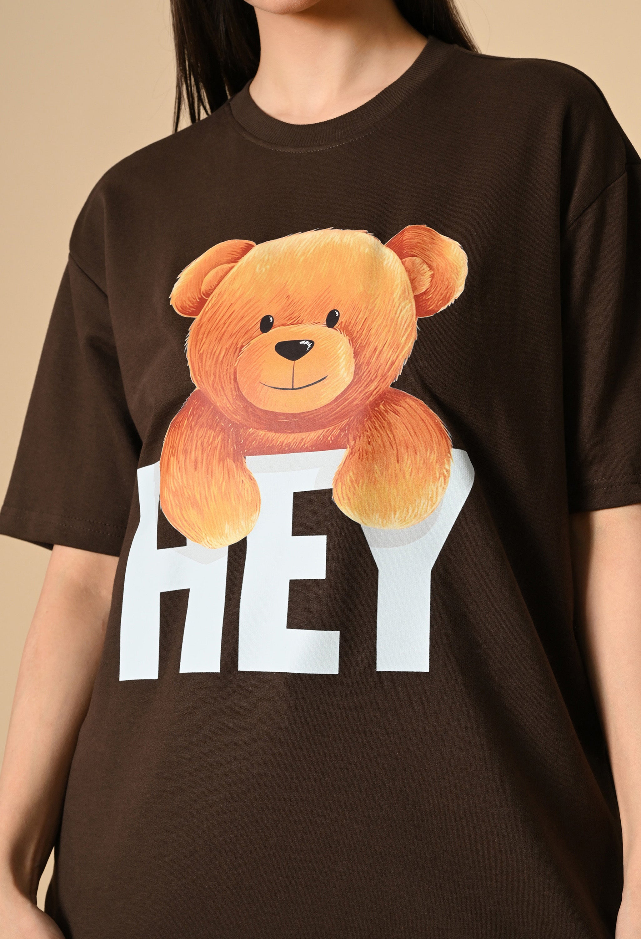 Hye Teddy Premium Oversized Tee for Girls – Soft Cotton Everyday Wear