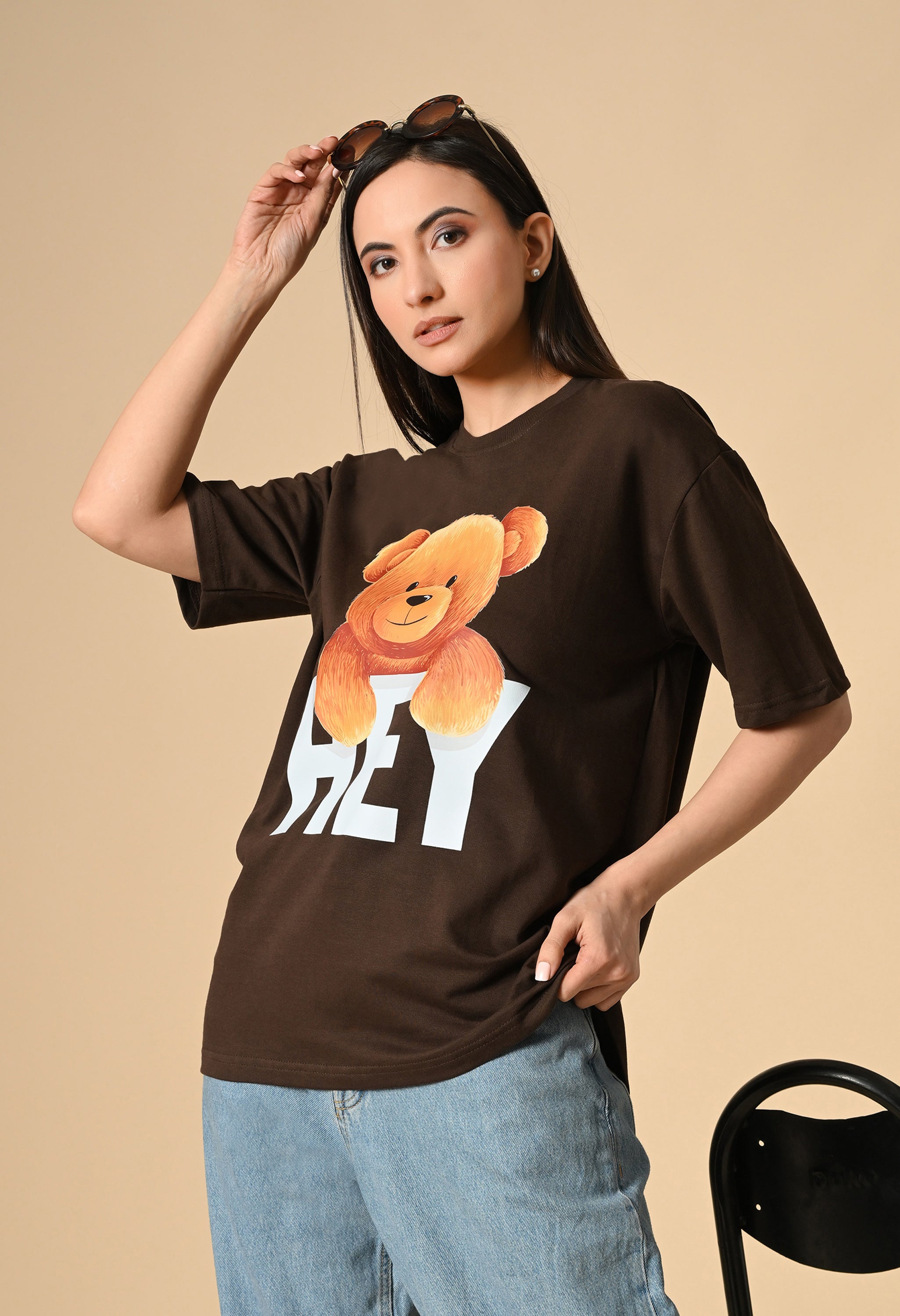 Hye Teddy Premium Oversized Tee for Girls – Soft Cotton Everyday Wear