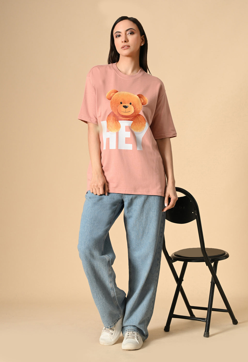 Hye Teddy Premium Oversized Tee for Girls – Soft Cotton Everyday Wear