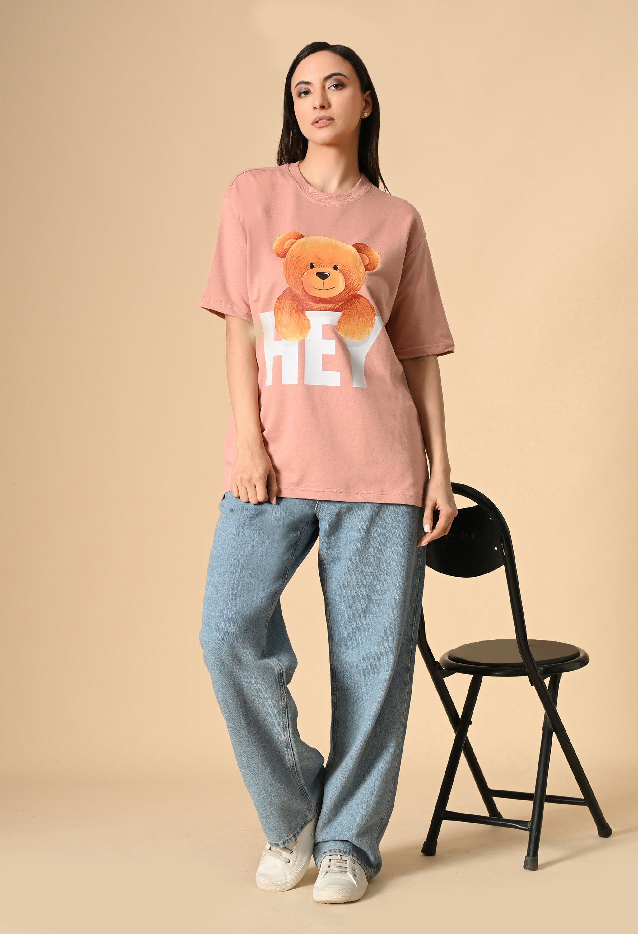 Hye Teddy Premium Oversized Tee for Girls – Soft Cotton Everyday Wear