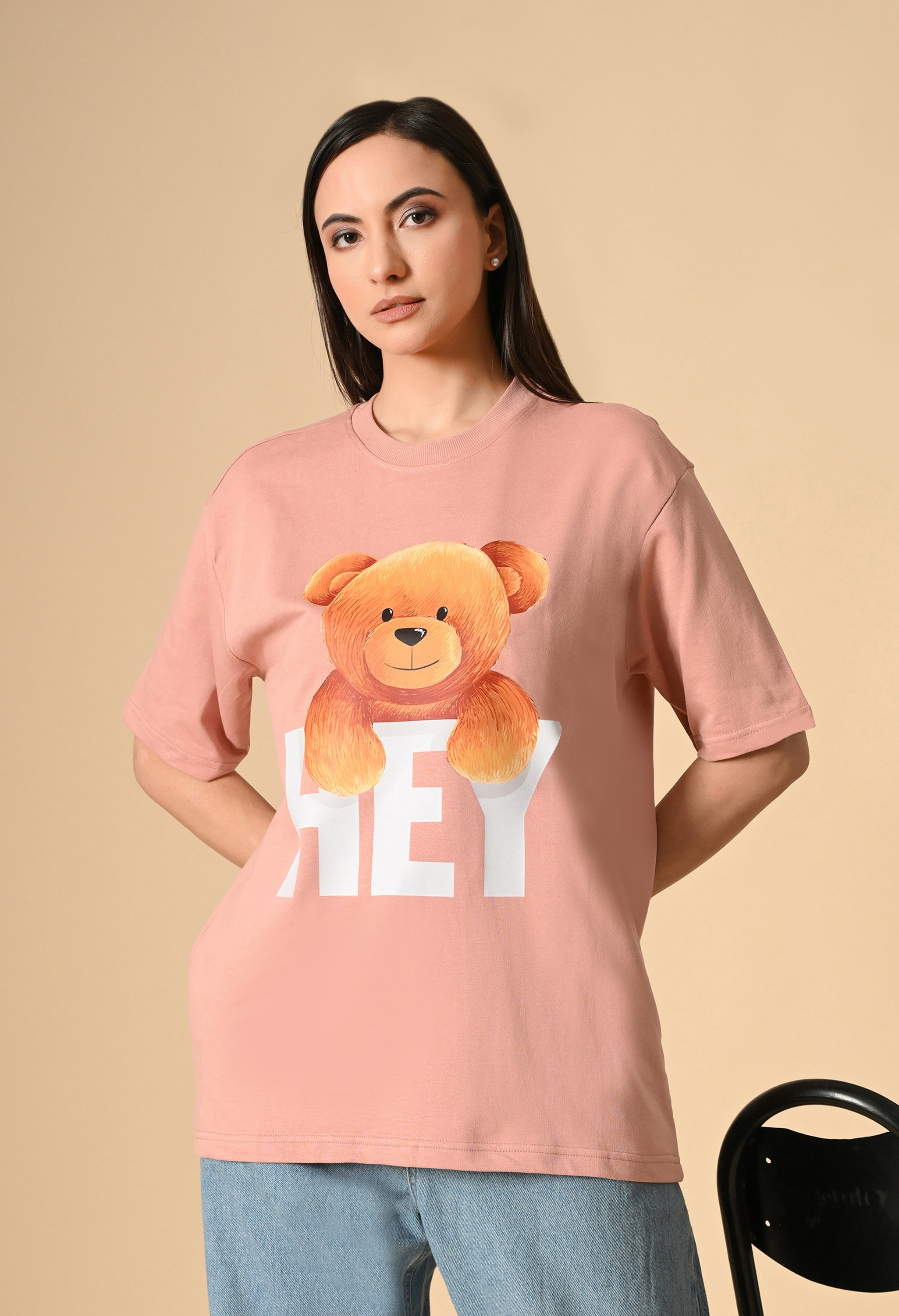 Hye Teddy Premium Oversized Tee for Girls – Soft Cotton Everyday Wear