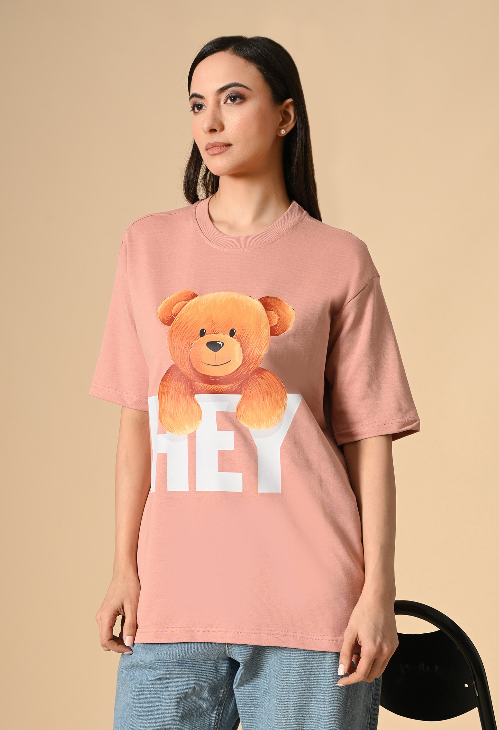Hye Teddy Premium Oversized Tee for Girls – Soft Cotton Everyday Wear