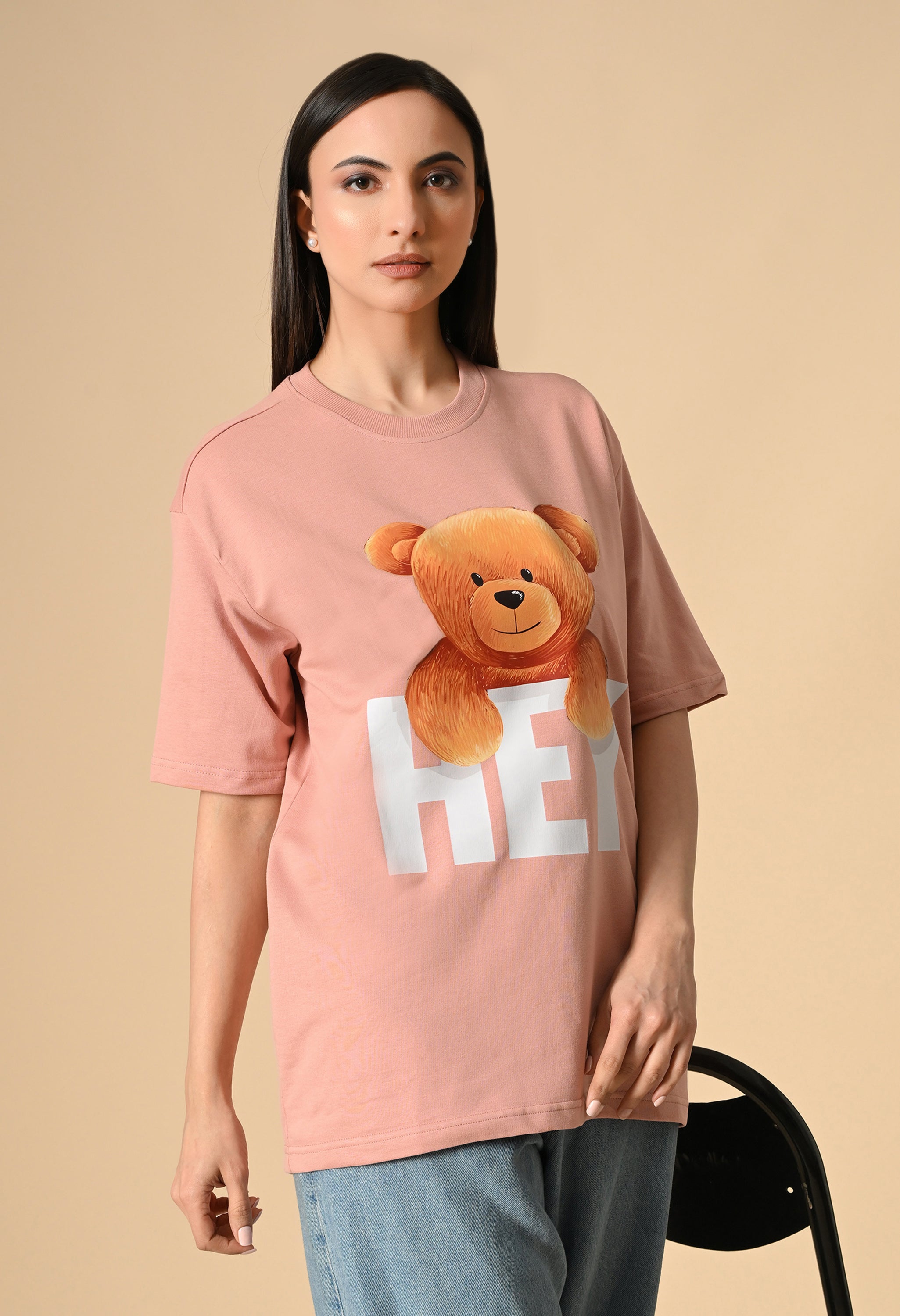Hye Teddy Premium Oversized Tee for Girls – Soft Cotton Everyday Wear